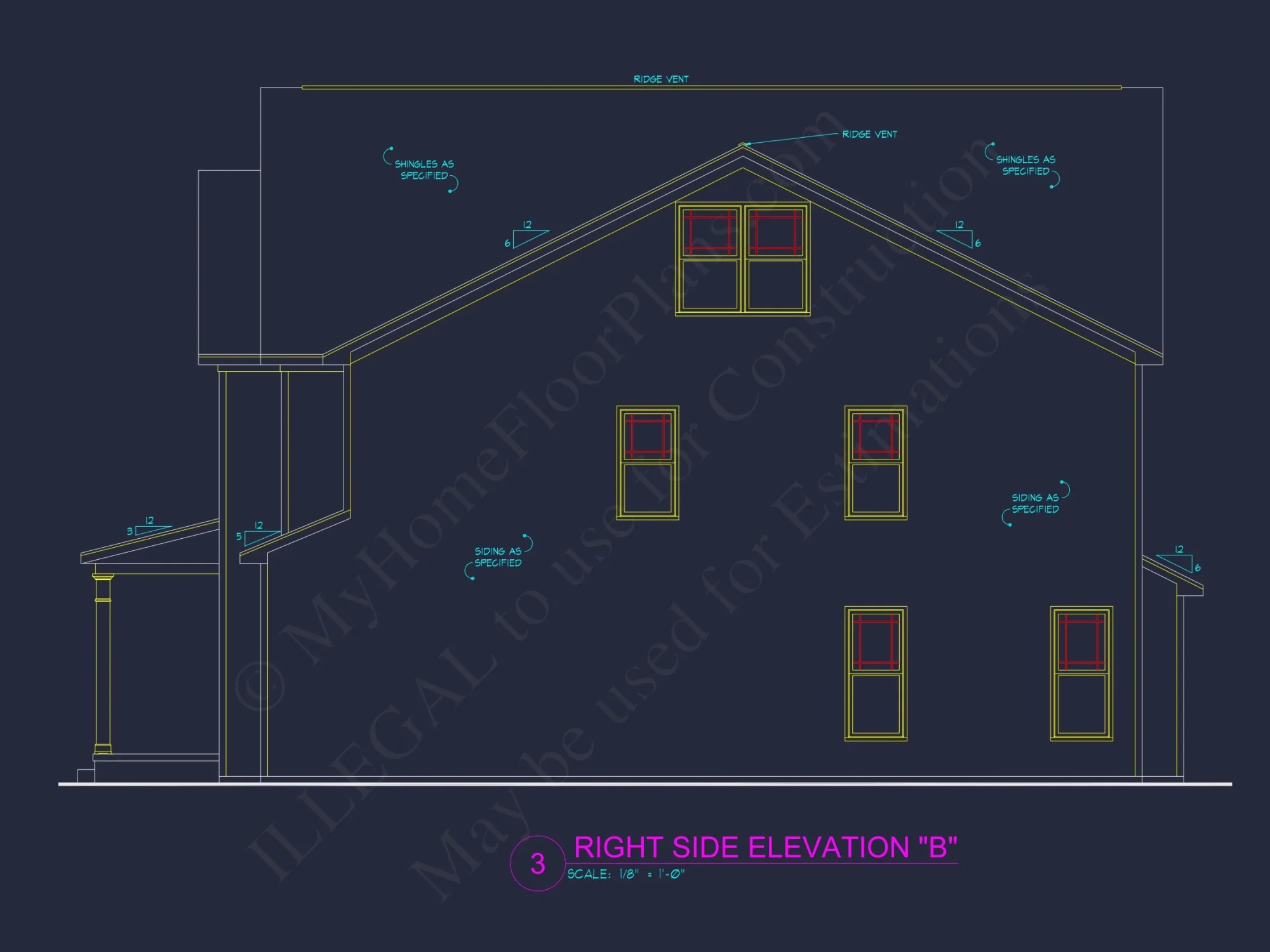 Craftsman house Plan with 4 Bedrooms, 3 Baths, and CAD Designs