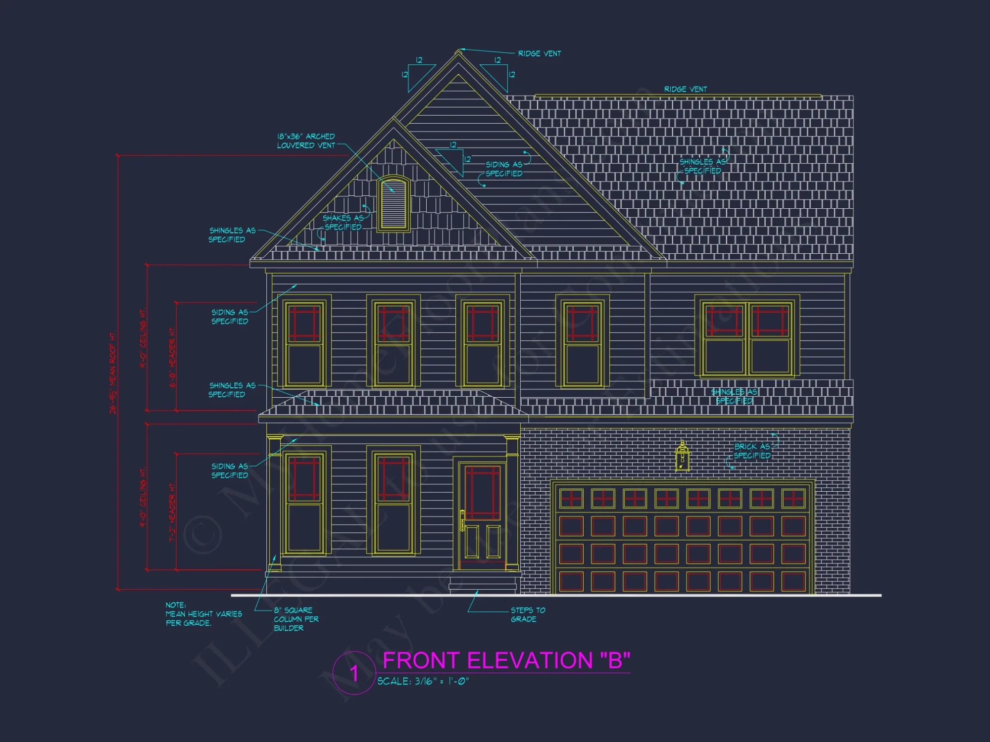 Craftsman house Plan with 4 Bedrooms, 3 Baths, and CAD Designs