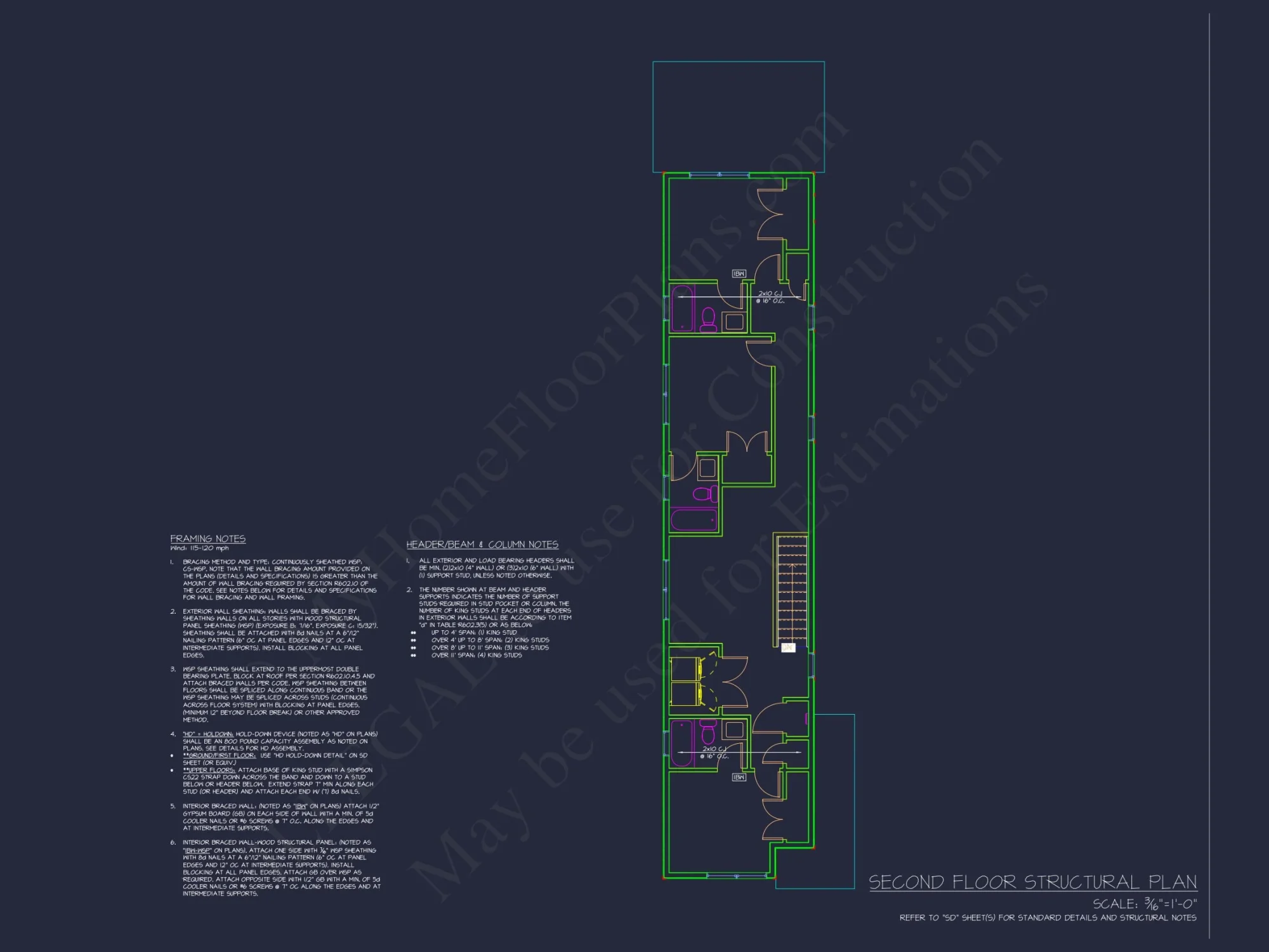 Modern 2-Story house Plan with Open Floor Design and CAD Blueprint