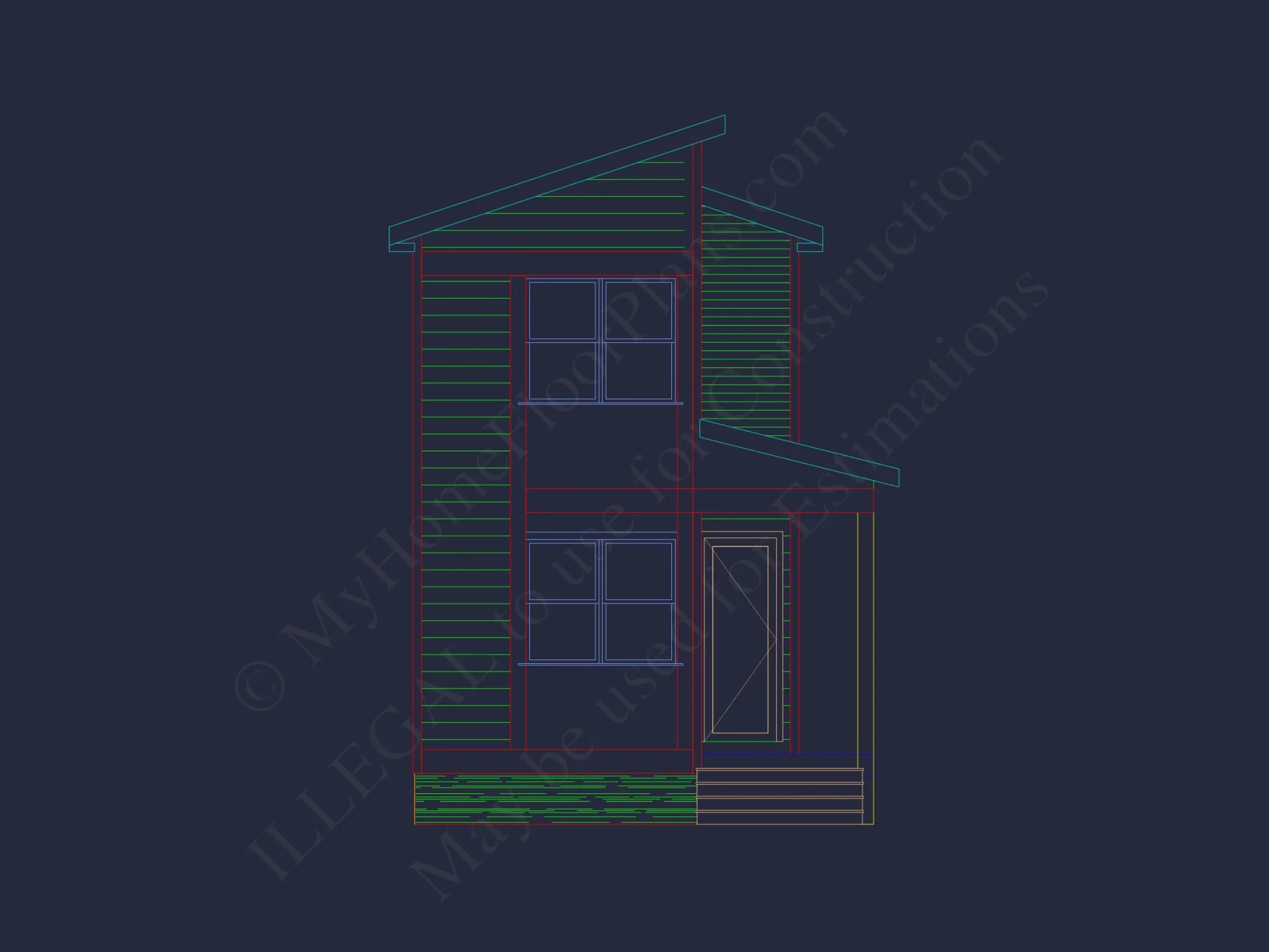 Modern 2-Story house Plan with Open Floor Design and CAD Blueprint