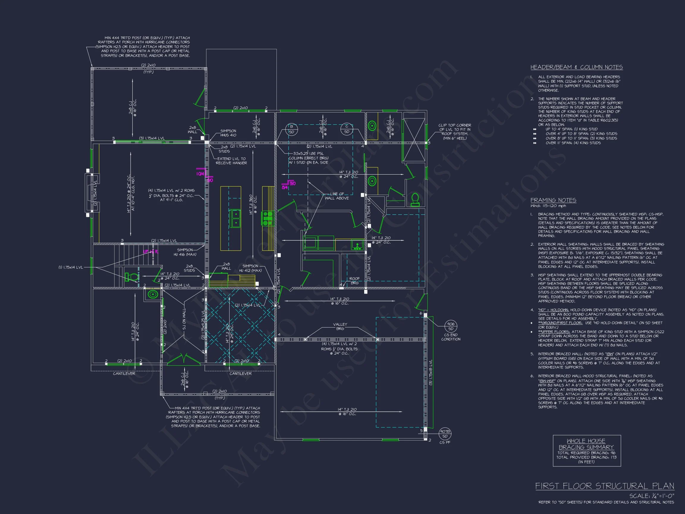 19-1920 HOUSE PLAN - Craftsman House Floor Plan - 4 Bed, 3 Bath CAD Designs Blueprint 9 Craftsman house Floor Plan - 4 Bed, 3 Bath CAD Designs Blueprint