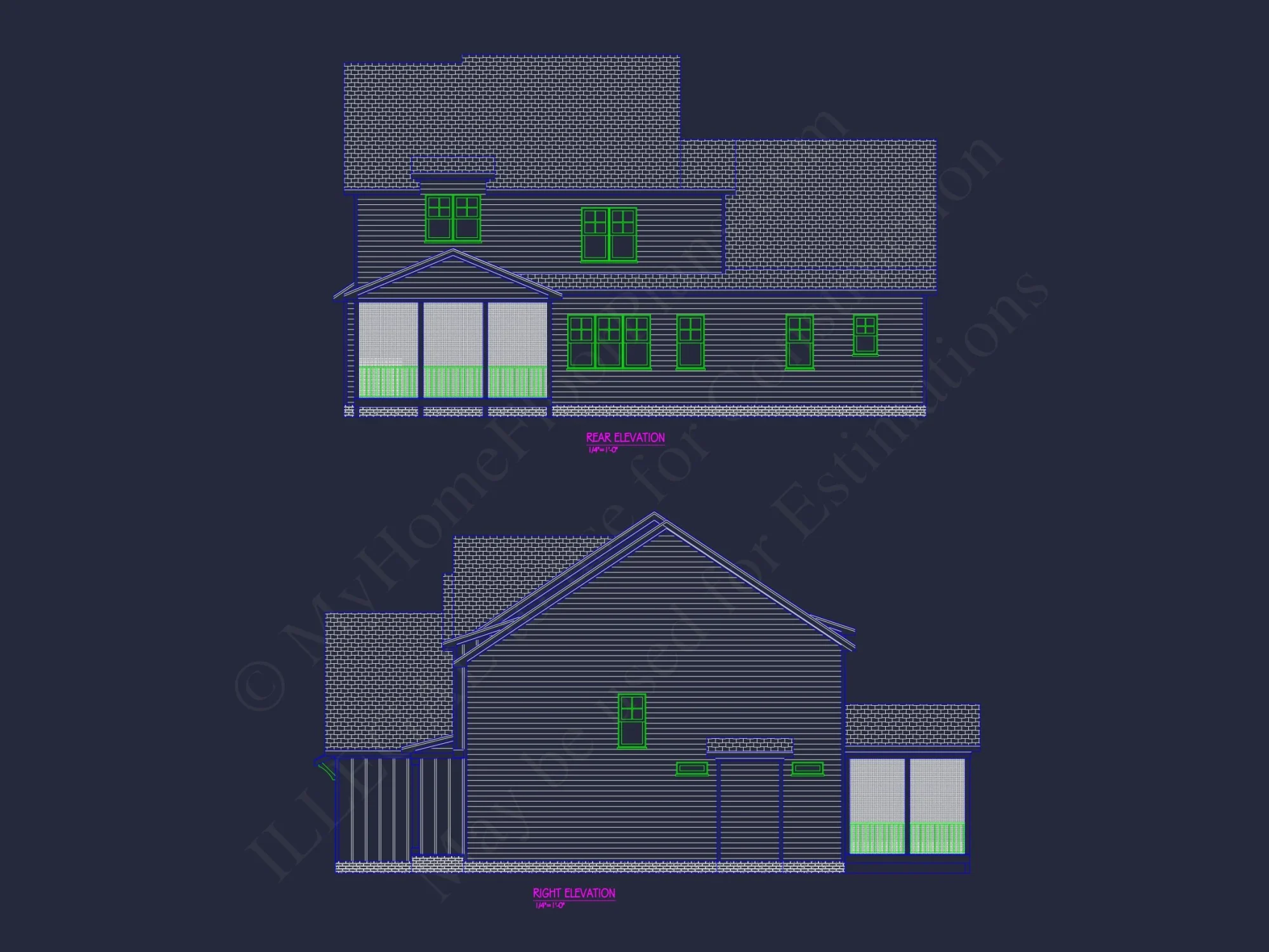 Craftsman house Floor Plan - 4 Bed, 3 Bath CAD Designs Blueprint