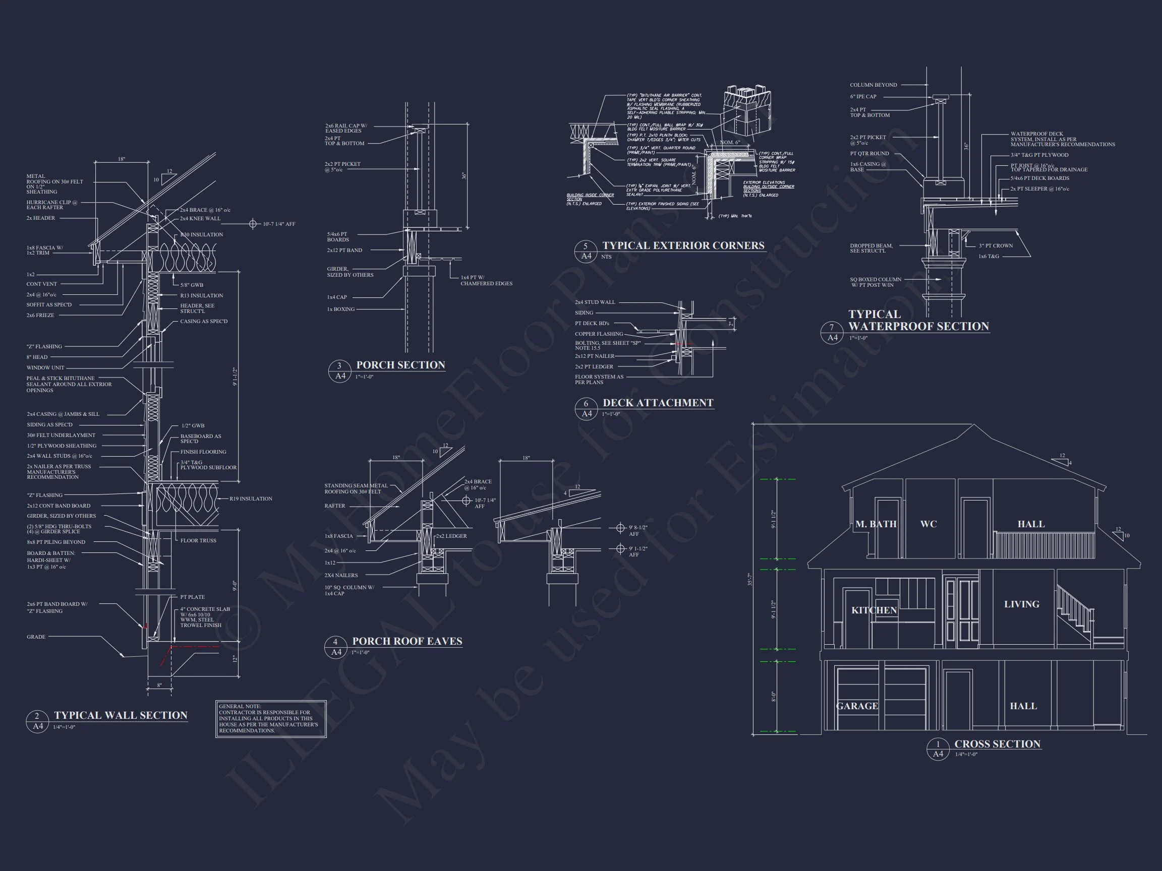 18-1674 HOUSE PLAN - Elegant Coastal House Floor Plan with CAD Architecture Designs 10 Elegant Coastal house Floor Plan with CAD Architecture Designs