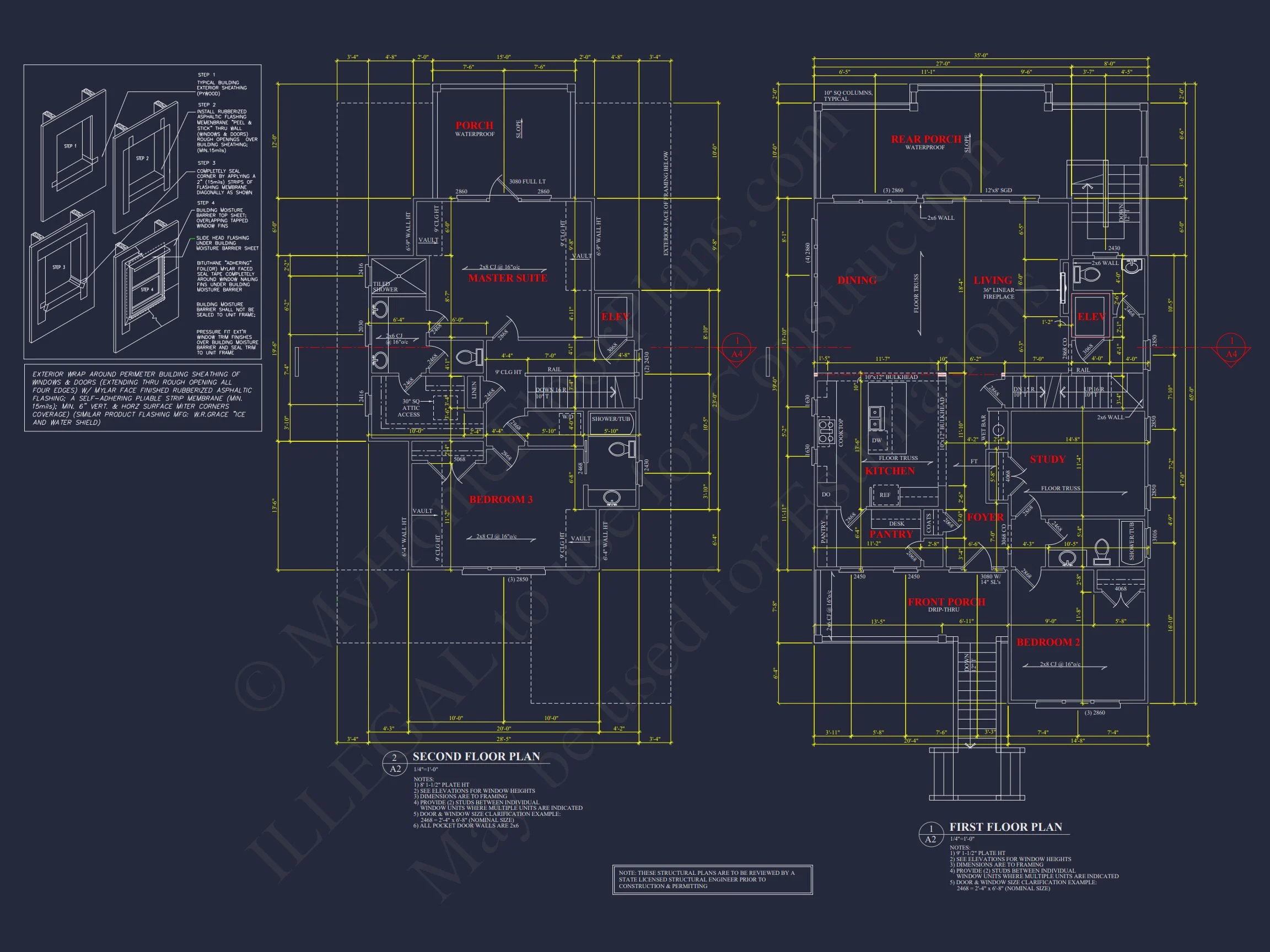 18-1674 HOUSE PLAN - Elegant Coastal House Floor Plan with CAD Architecture Designs 8 Elegant Coastal house Floor Plan with CAD Architecture Designs