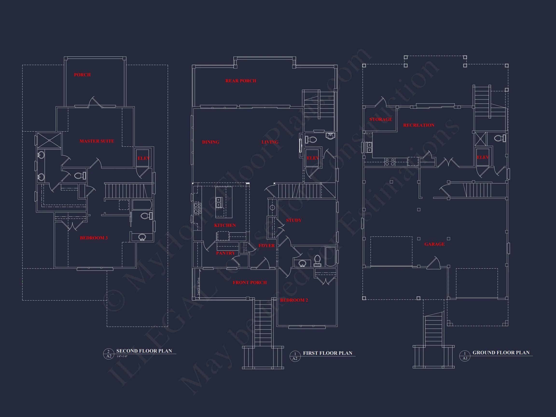 18-1674 HOUSE PLAN - Elegant Coastal House Floor Plan with CAD Architecture Designs 6 Elegant Coastal house Floor Plan with CAD Architecture Designs