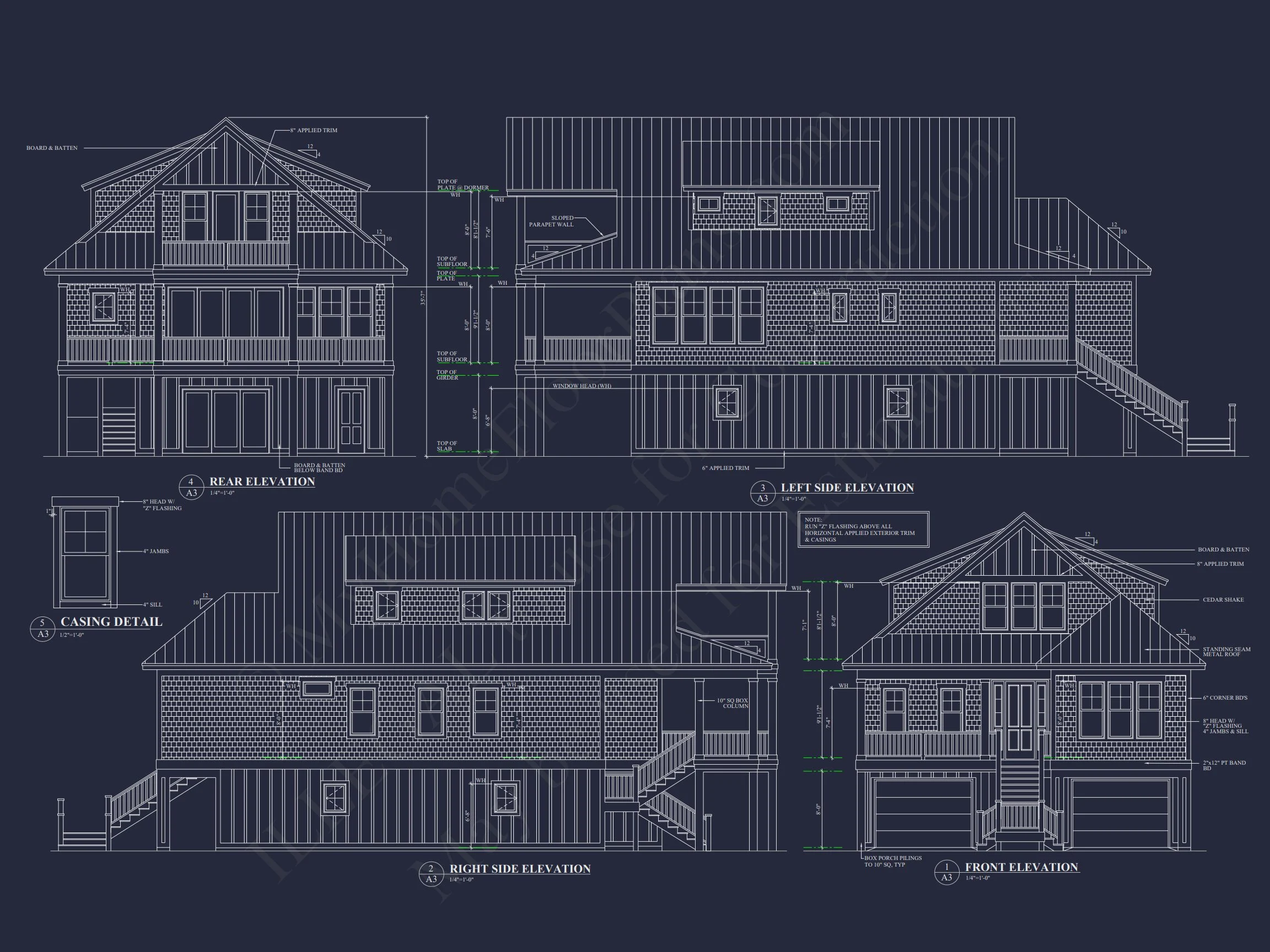 18-1674 HOUSE PLAN - Elegant Coastal House Floor Plan with CAD Architecture Designs 5 Elegant Coastal house Floor Plan with CAD Architecture Designs