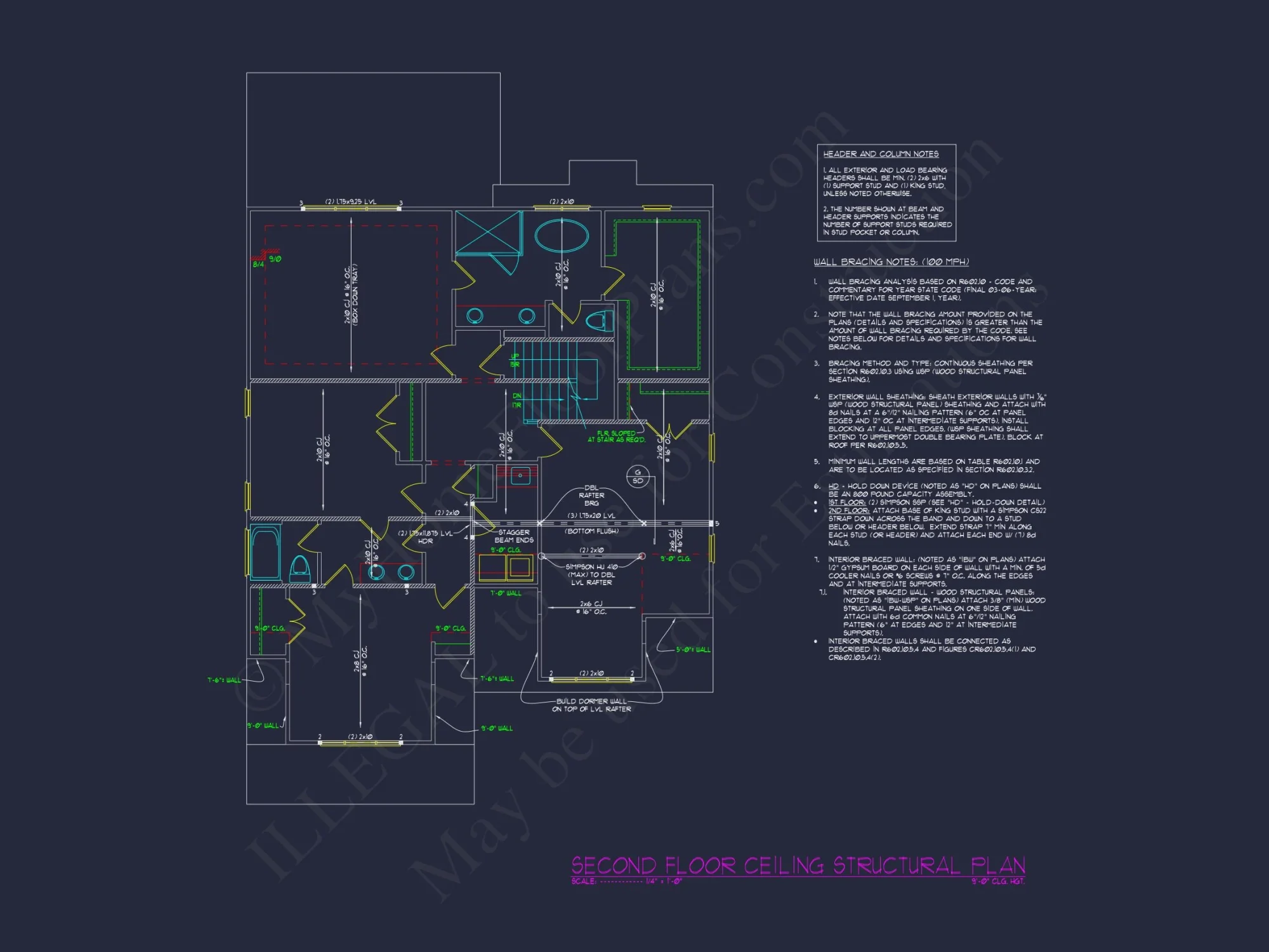 Modern house Plan with 4 Bedrooms, CAD Blueprints, and Designs
