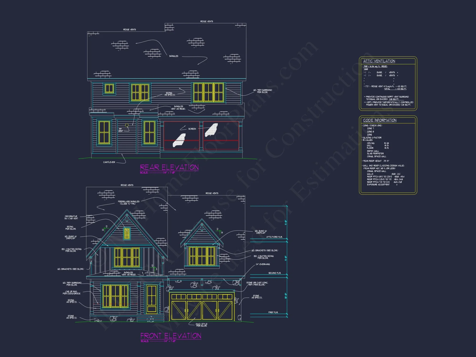 Modern house Plan with 4 Bedrooms, CAD Blueprints, and Designs