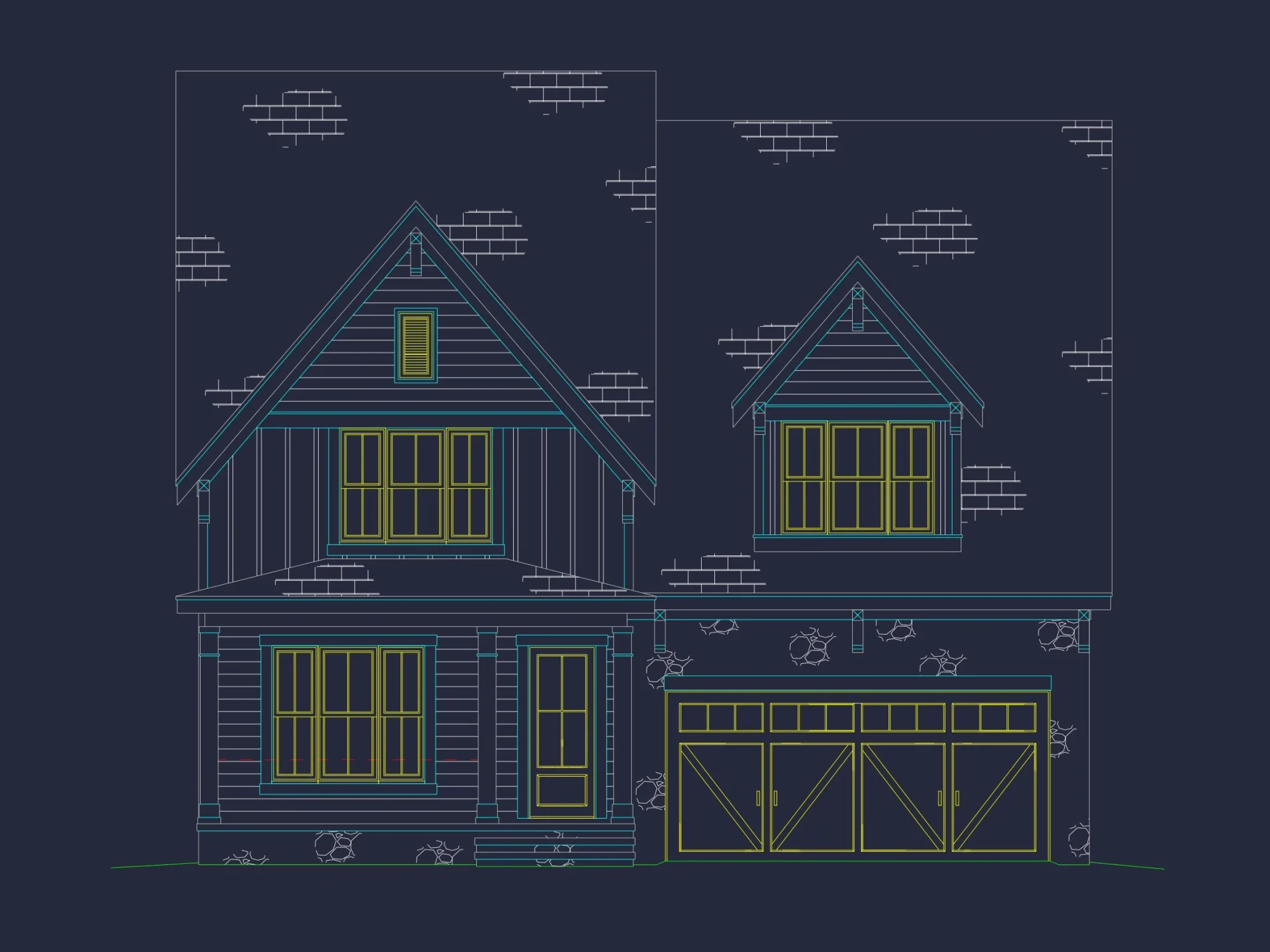 Modern house Plan with 4 Bedrooms, CAD Blueprints, and Designs