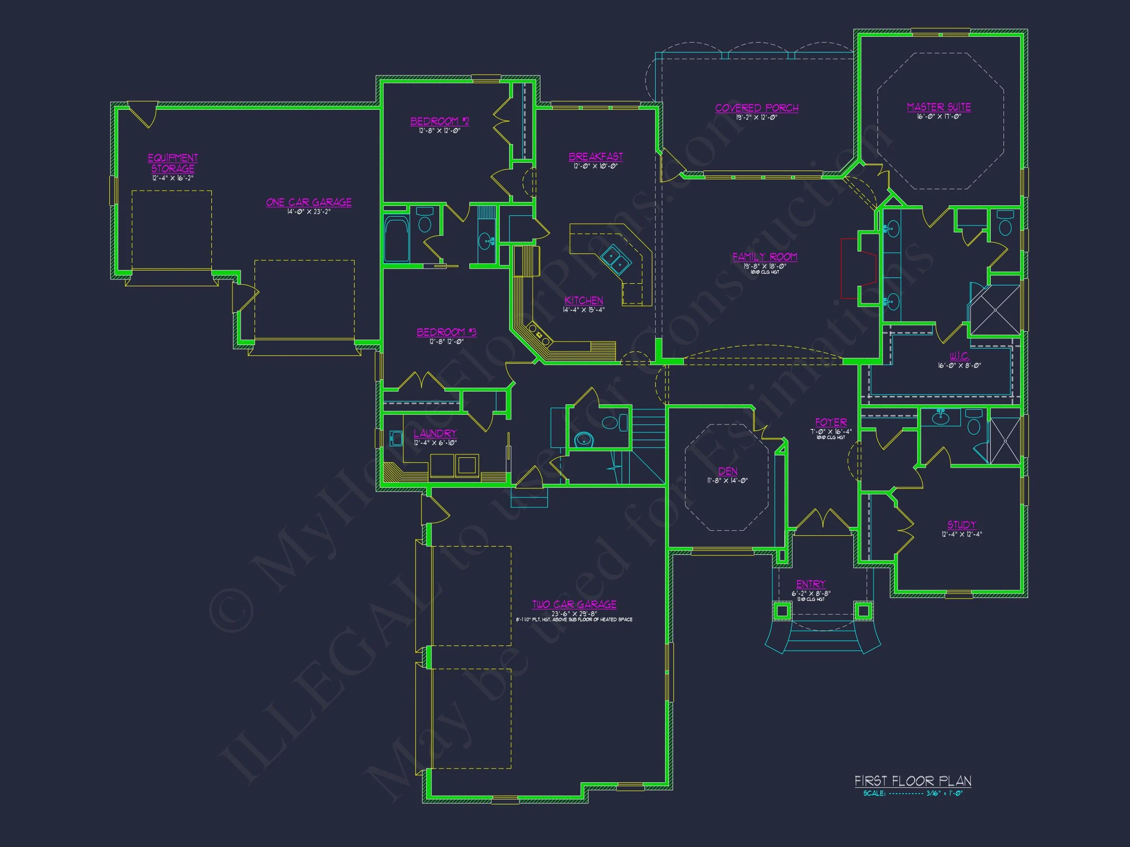 16-1183 HOUSE PLAN - Spacious House Plan with Traditional Ranch Design and CAD Blueprint 3 Spacious house Plan with Traditional Ranch Design and CAD Blueprint