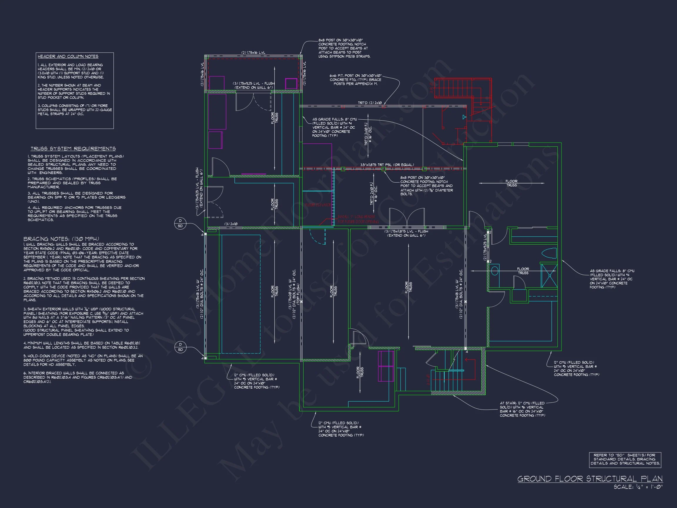 15-1255 HOUSE PLAN - Modern House Plan with 4 Bedrooms | 2-Story CAD Blueprint Designs 11 Modern house Plan with 4 Bedrooms