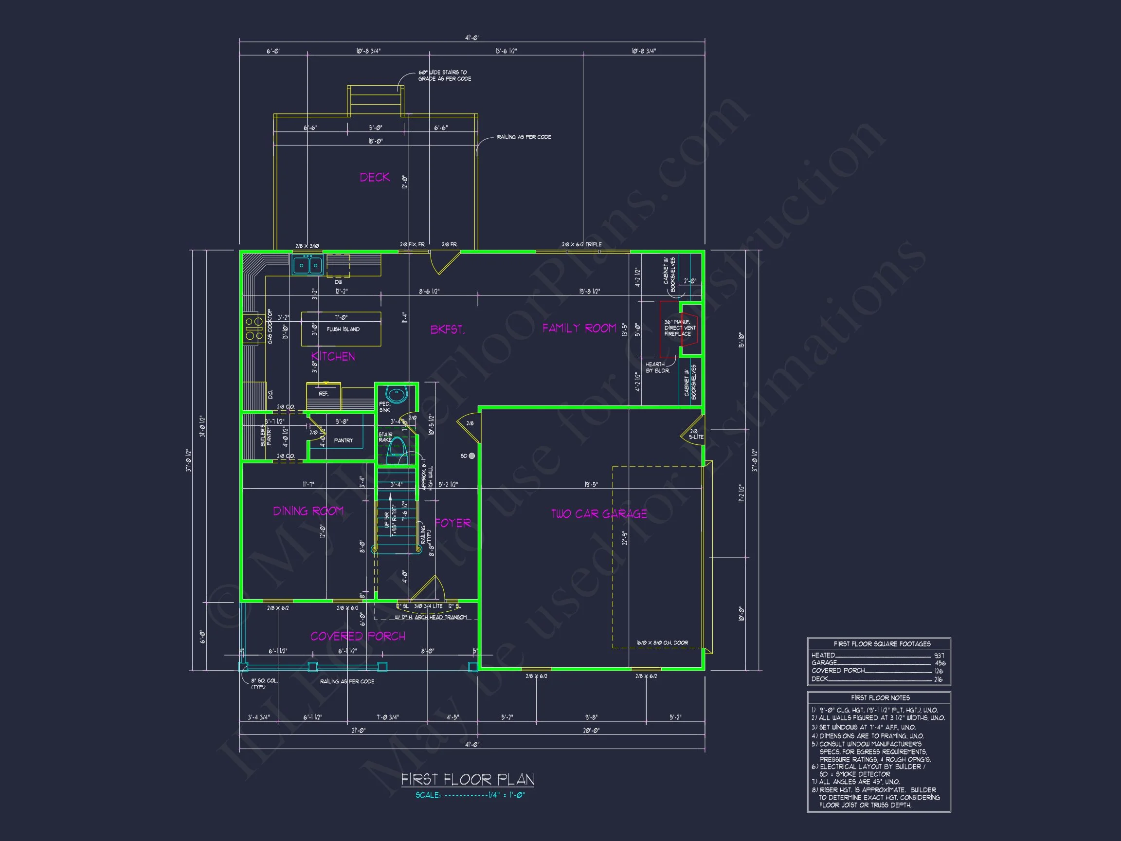 15-1043 HOUSE PLAN - Modern Craftsman House Plan with Detailed Blueprint 6 "Modern Craftsman house plan with detailed architectural blueprint number 69"