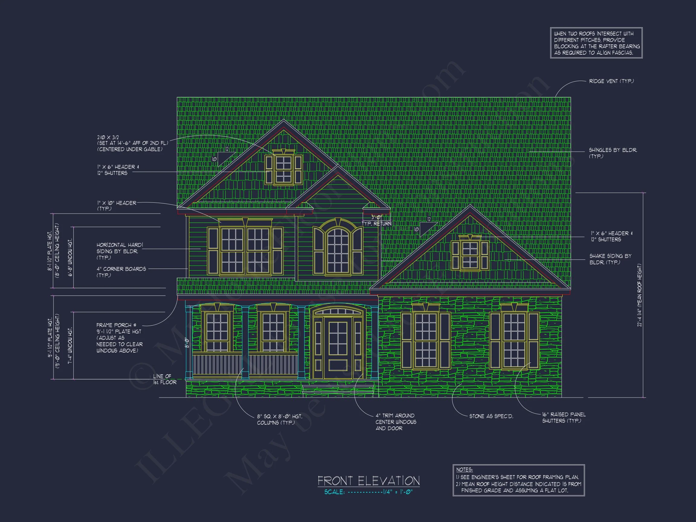 15-1043 HOUSE PLAN - Modern Craftsman House Plan with Detailed Blueprint 3 "Modern Craftsman house Plan featuring Detailed Blueprint number 66"