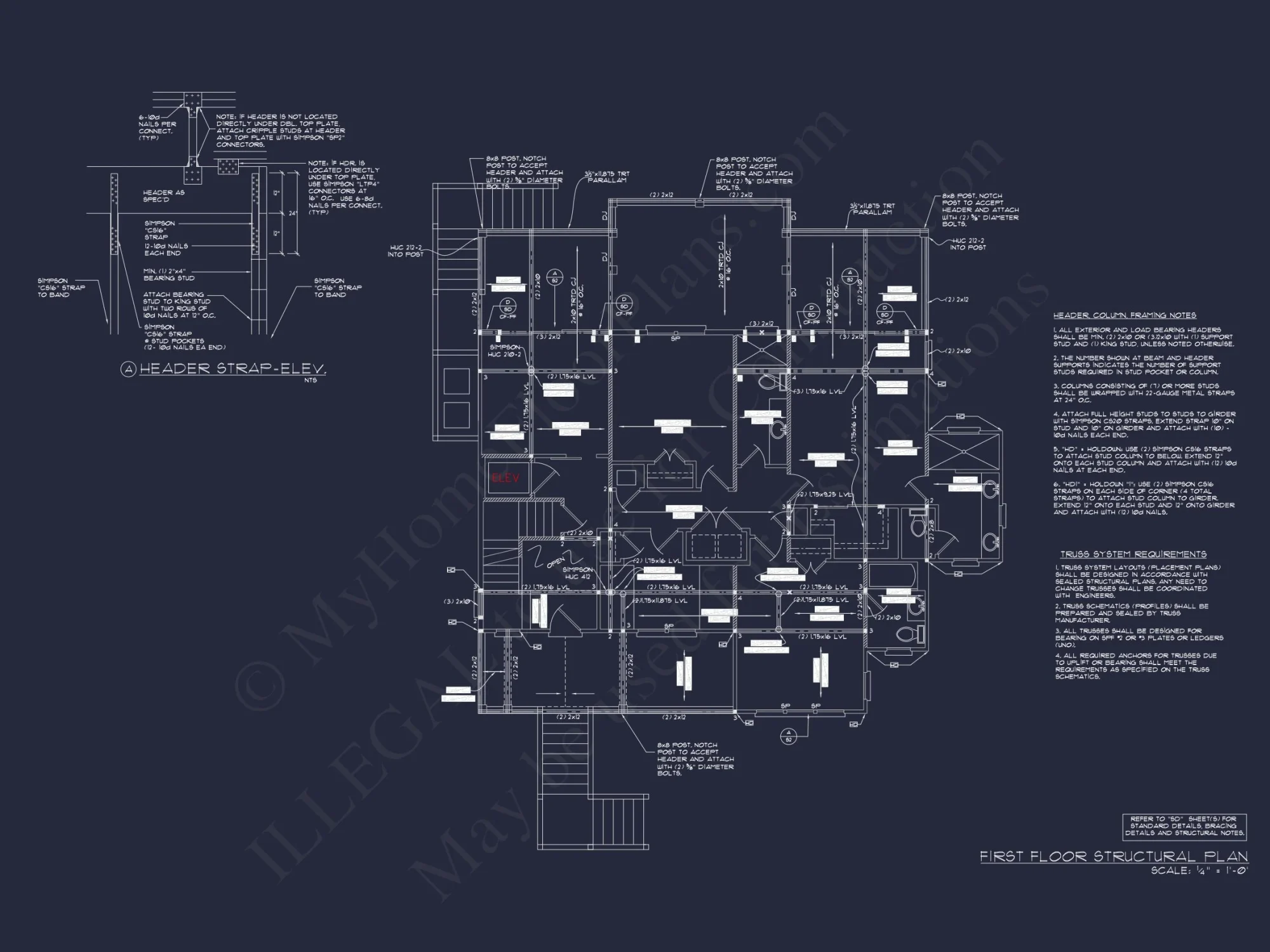 Coastal house Floor Plan: 3-Bed, 2374 Sq Ft, CAD Blueprint