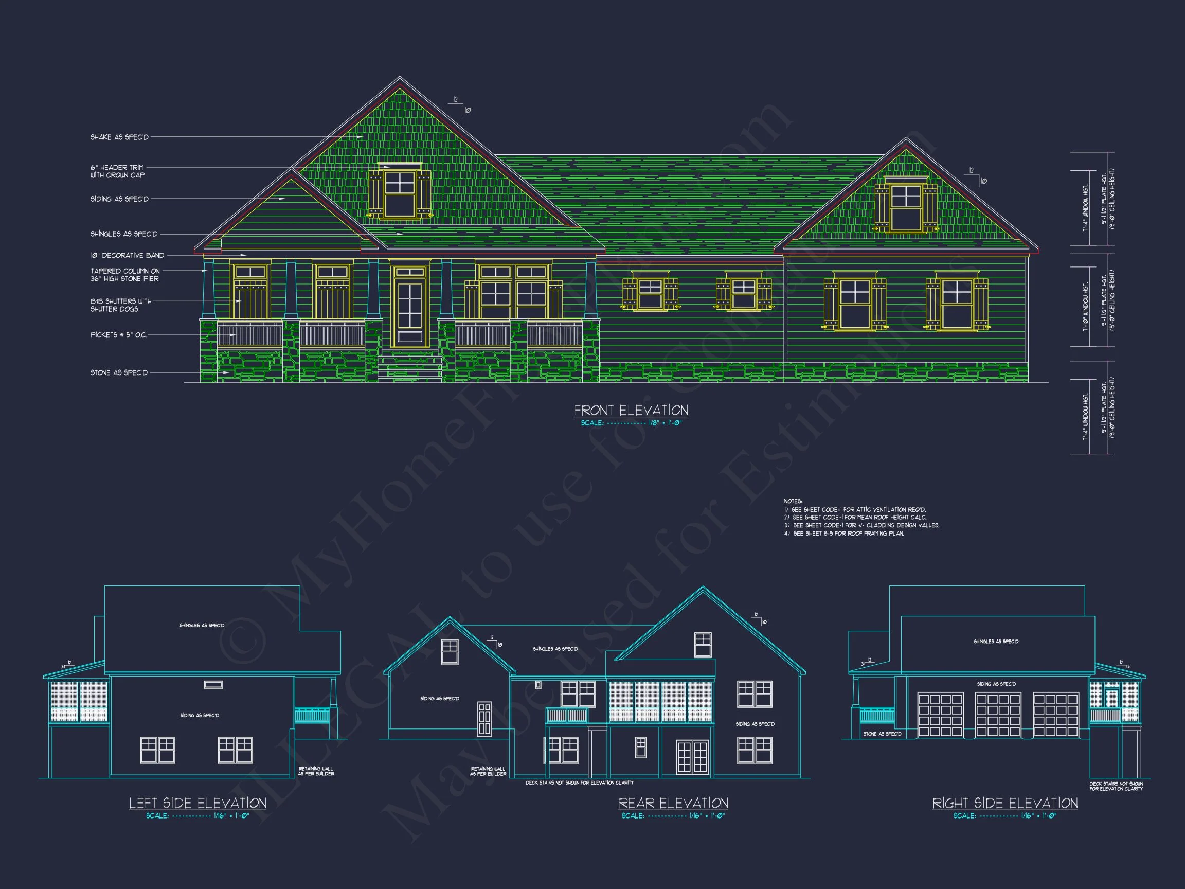14-1665 HOUSE PLAN - Craftsman Ranch House Plan - 4-Bed, 3-Bath, 2,450 SF 2 Customized house Plan with CAD Designs & 3, 800+ Sqft Plan