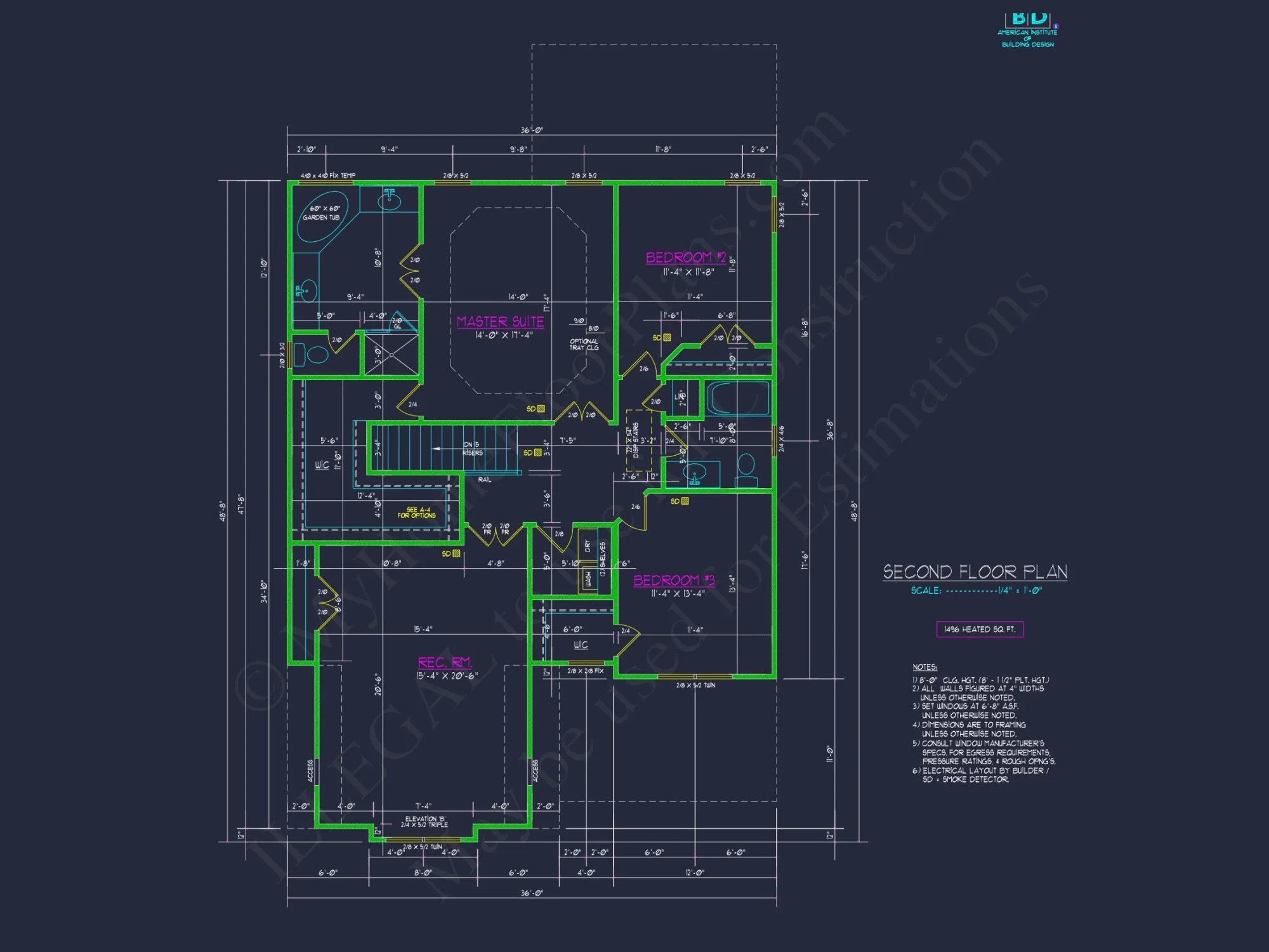Modern Craftsman house Plan with 2-Story CAD Designed Blueprint