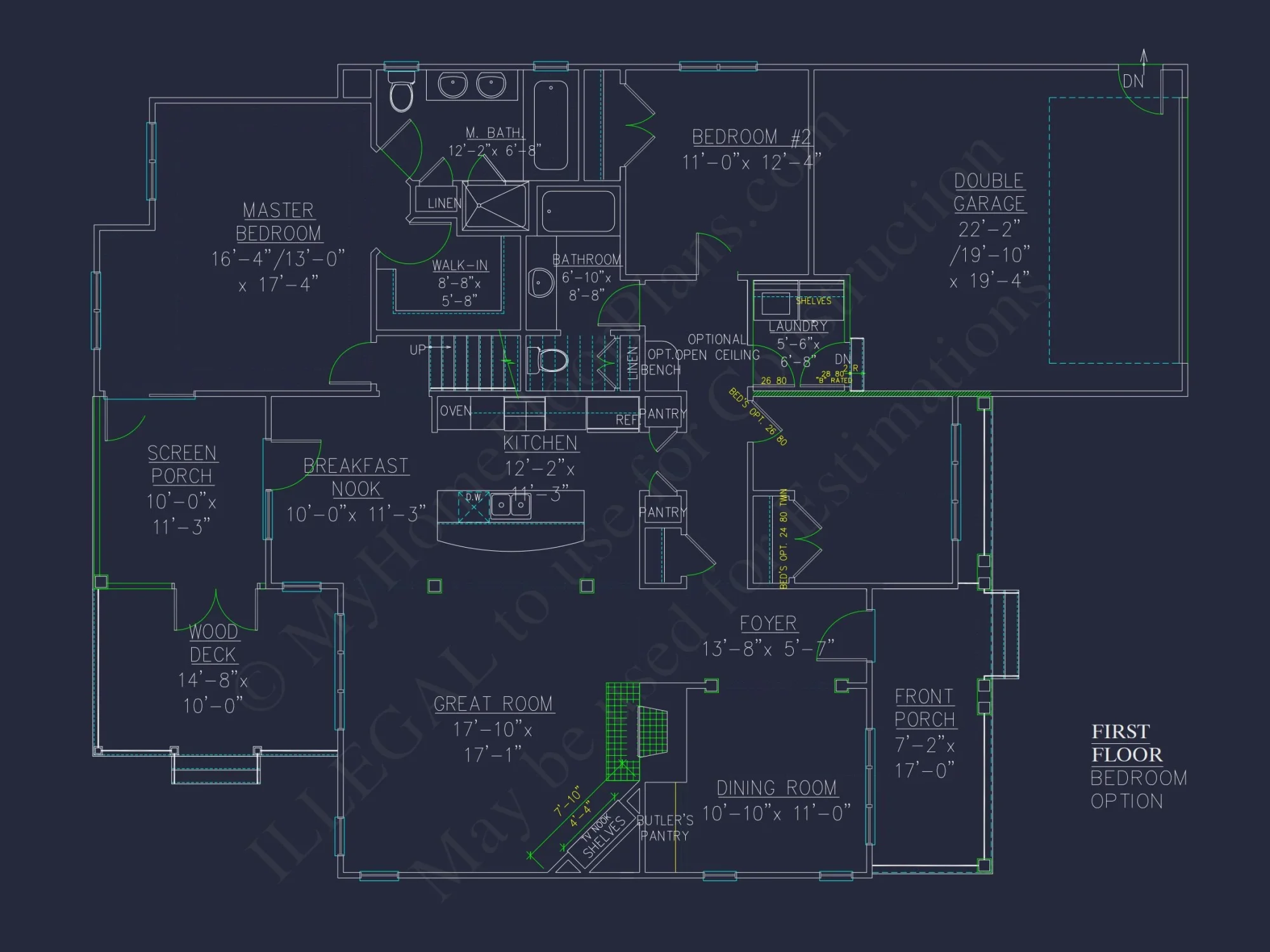 2-Story Craftsman house Plan w/Open Floor Plan (2605 Sq Ft)