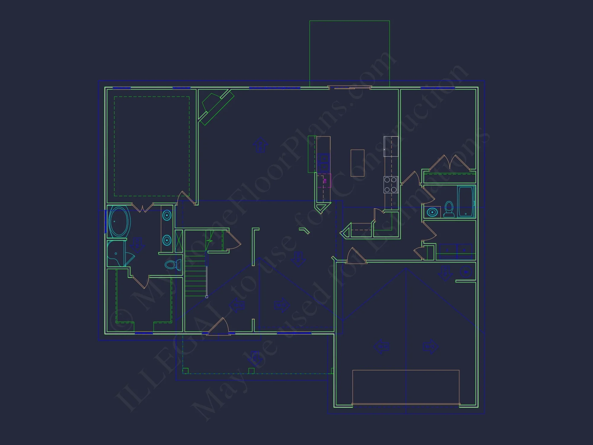 Modern Craftsman house Plan - Detailed Floor Plan and CAD Design