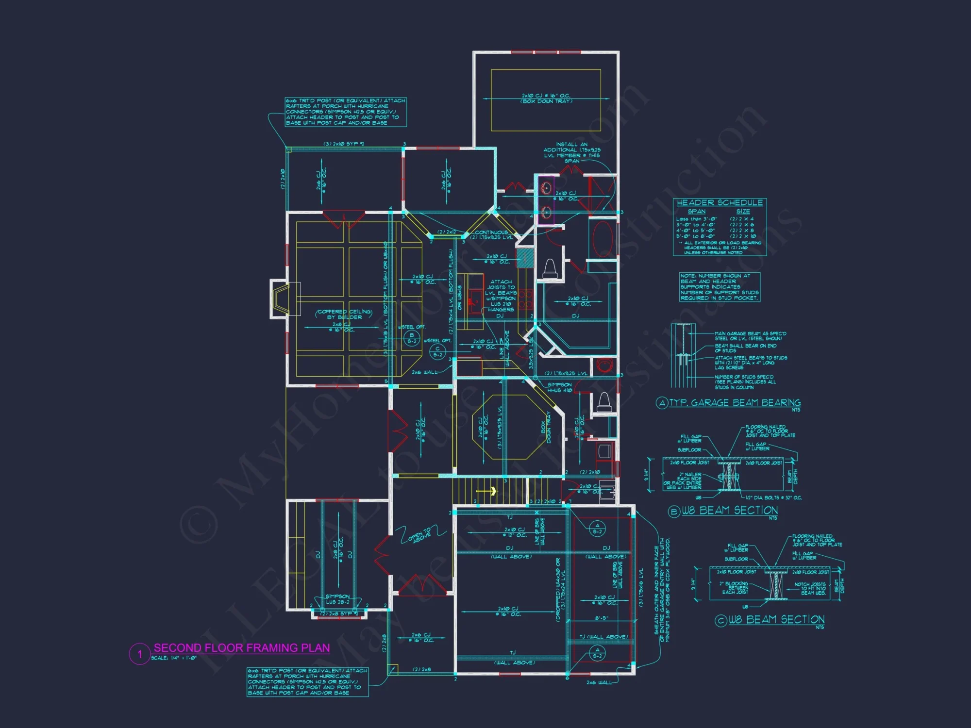 Stylish 2-Story house Plan with 3 Beds, 2 Baths & CAD Design
