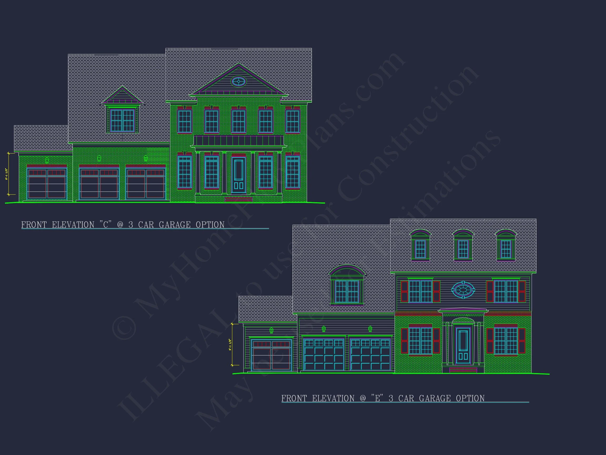 8-1522 HOUSE PLAN - Colonial Home Plan - 4-Bed, 3-Bath, 3,200 SF 24 Elegant Two-Story house Plan with CAD Designs and Blueprints