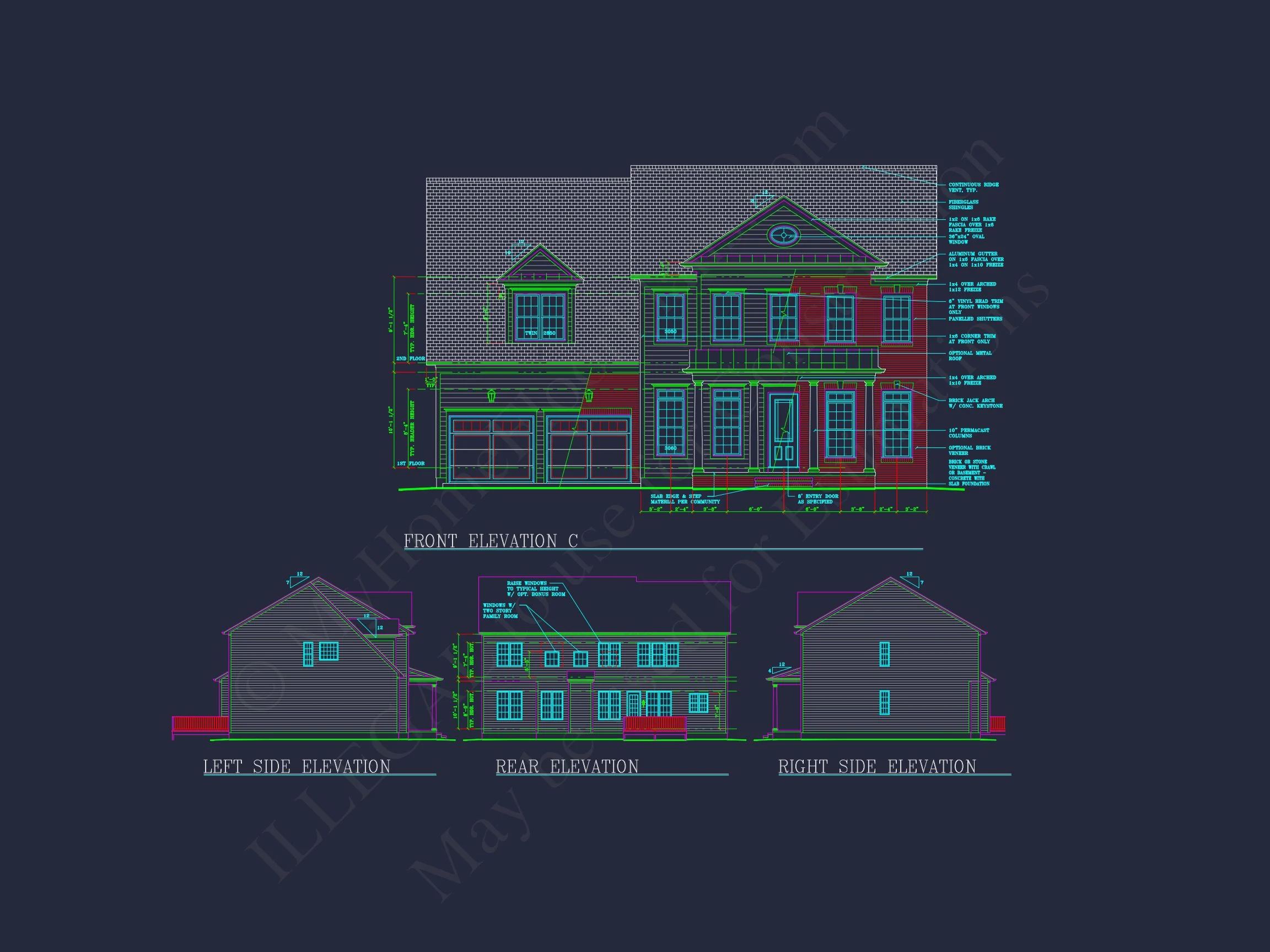 8-1522 HOUSE PLAN - Colonial Home Plan - 4-Bed, 3-Bath, 3,200 SF 21 Elegant Two-Story house Plan with CAD Designs and Blueprints