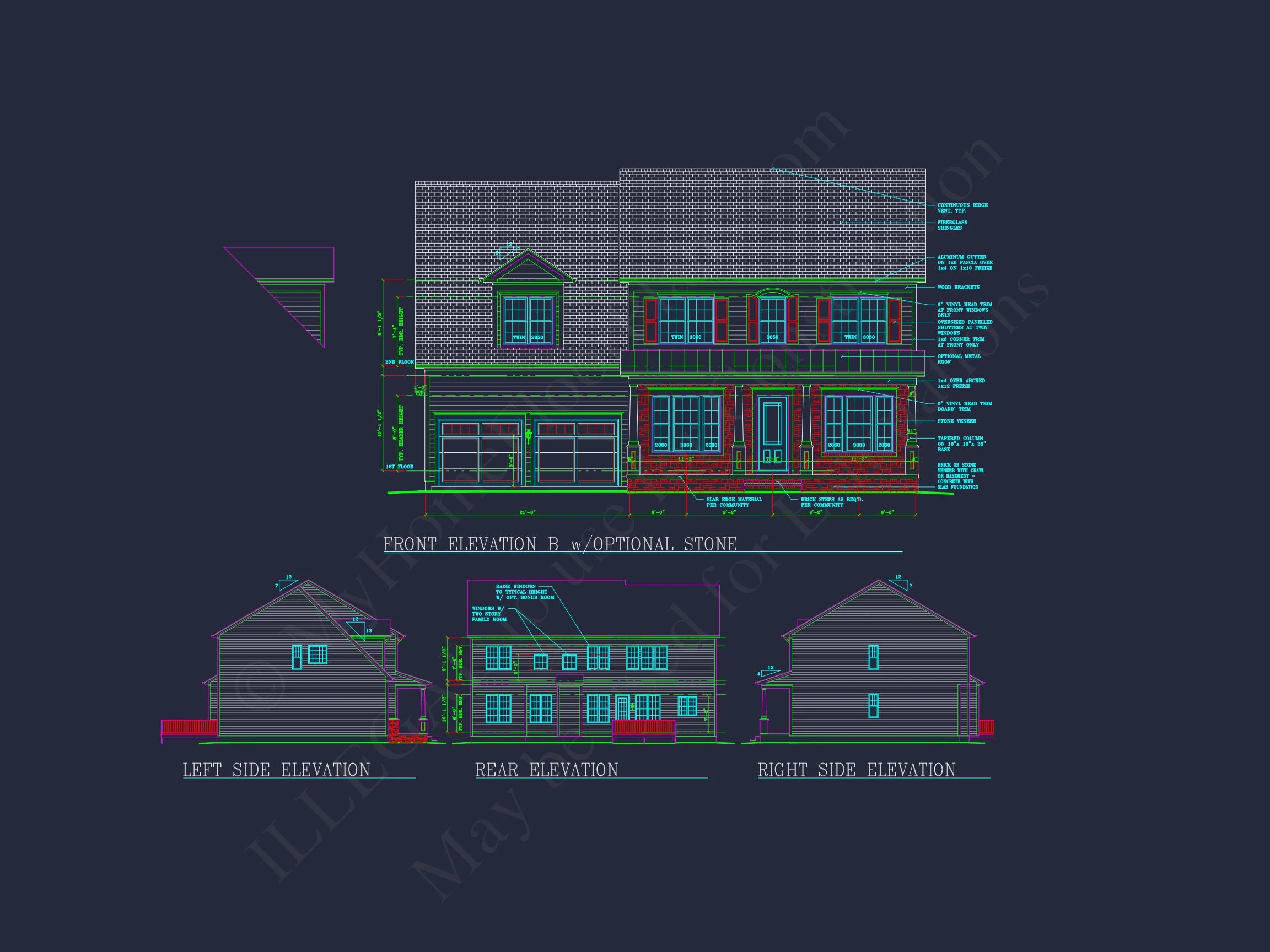 8-1522 HOUSE PLAN - Colonial Home Plan - 4-Bed, 3-Bath, 3,200 SF 20 Elegant Two-Story house Plan with CAD Designs and Blueprints