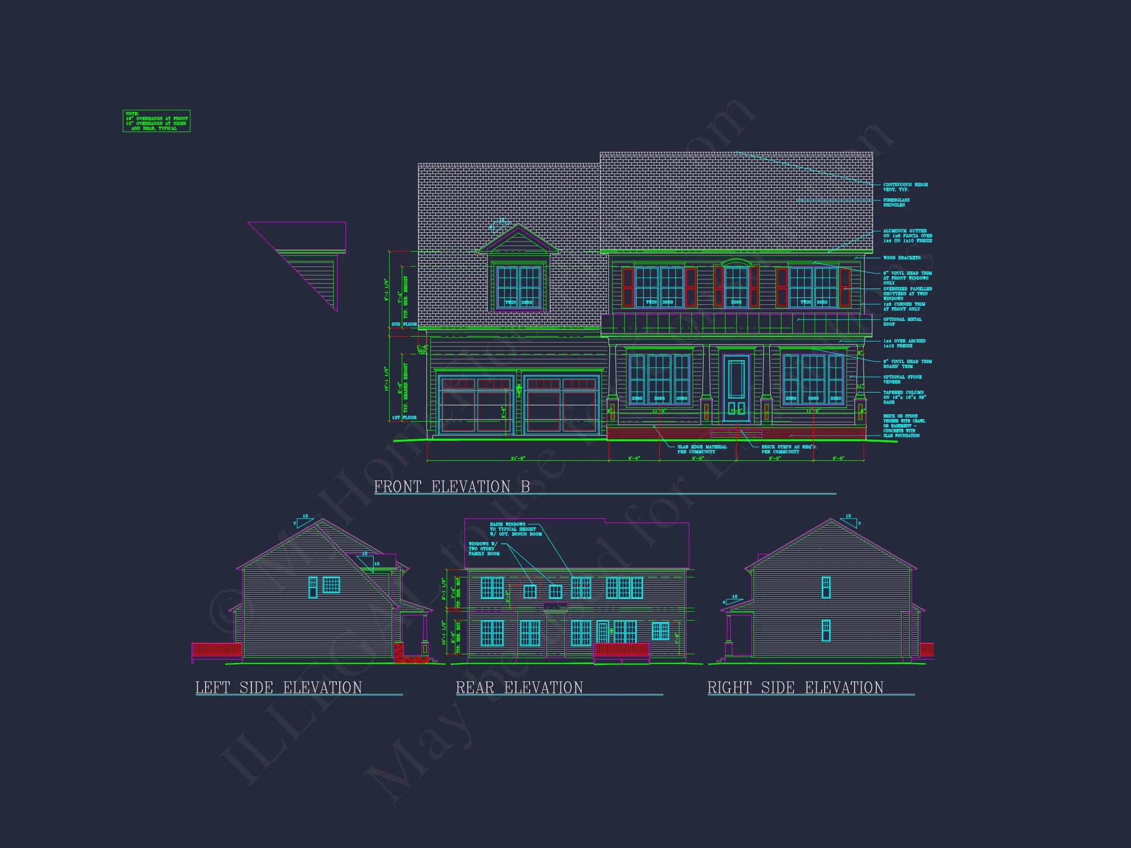 8-1522 HOUSE PLAN - Colonial Home Plan - 4-Bed, 3-Bath, 3,200 SF 19 Elegant Two-Story house Plan with CAD Designs and Blueprints