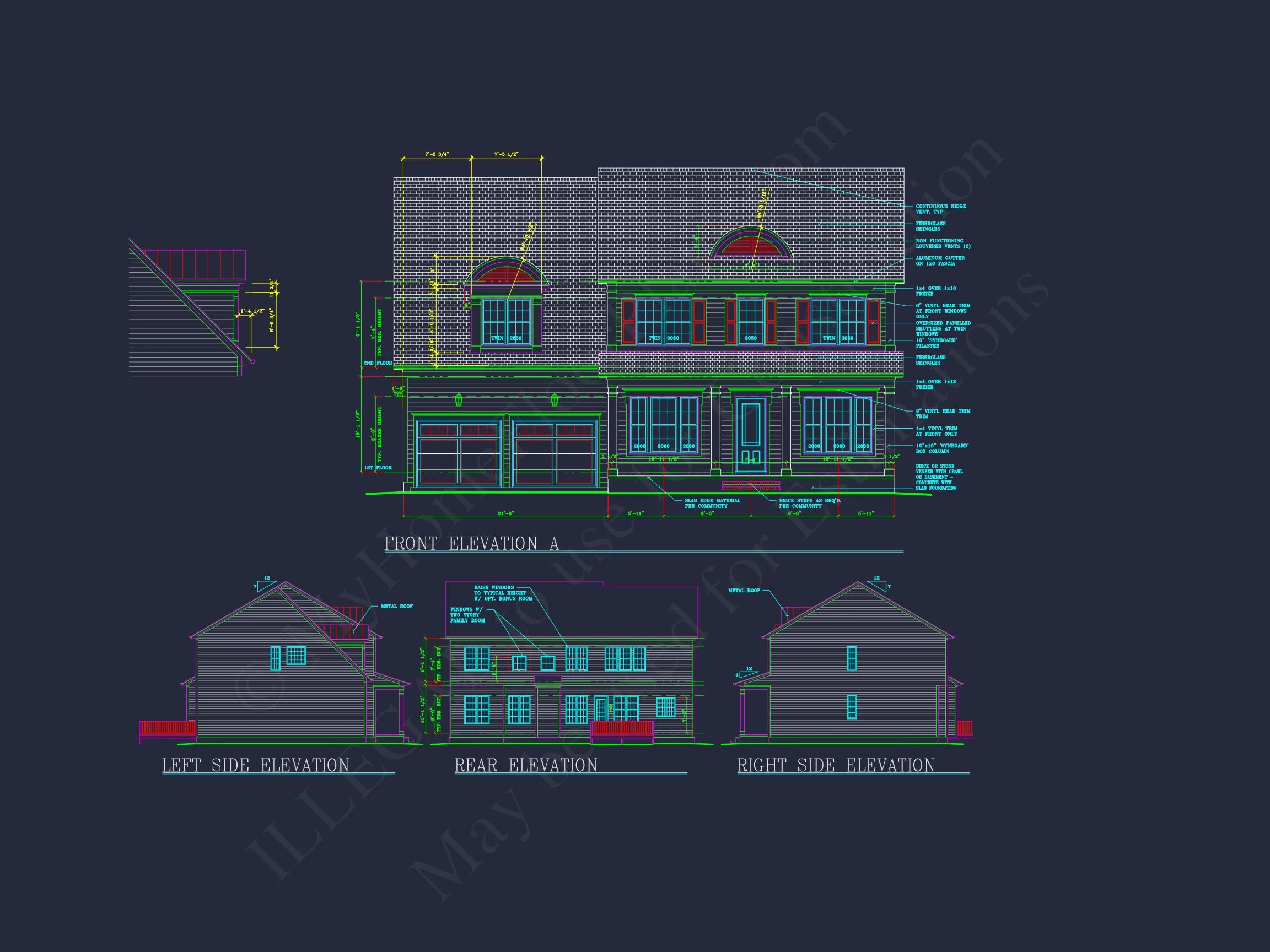 8-1522 HOUSE PLAN - Colonial Home Plan - 4-Bed, 3-Bath, 3,200 SF 17 Elegant Two-Story house Plan with CAD Designs and Blueprints