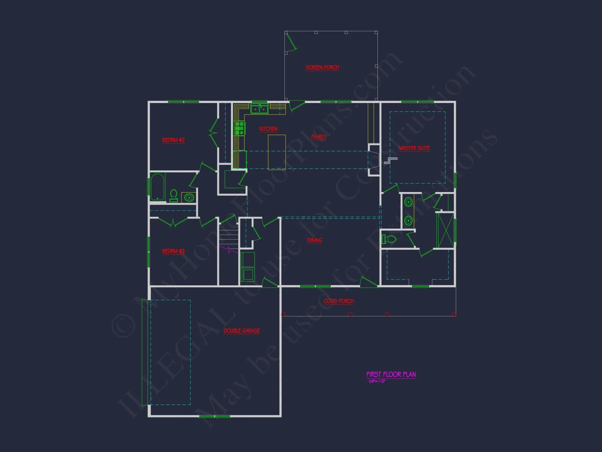 Modern Suburban house Plan with 3 Bedrooms and Open Floor Plan
