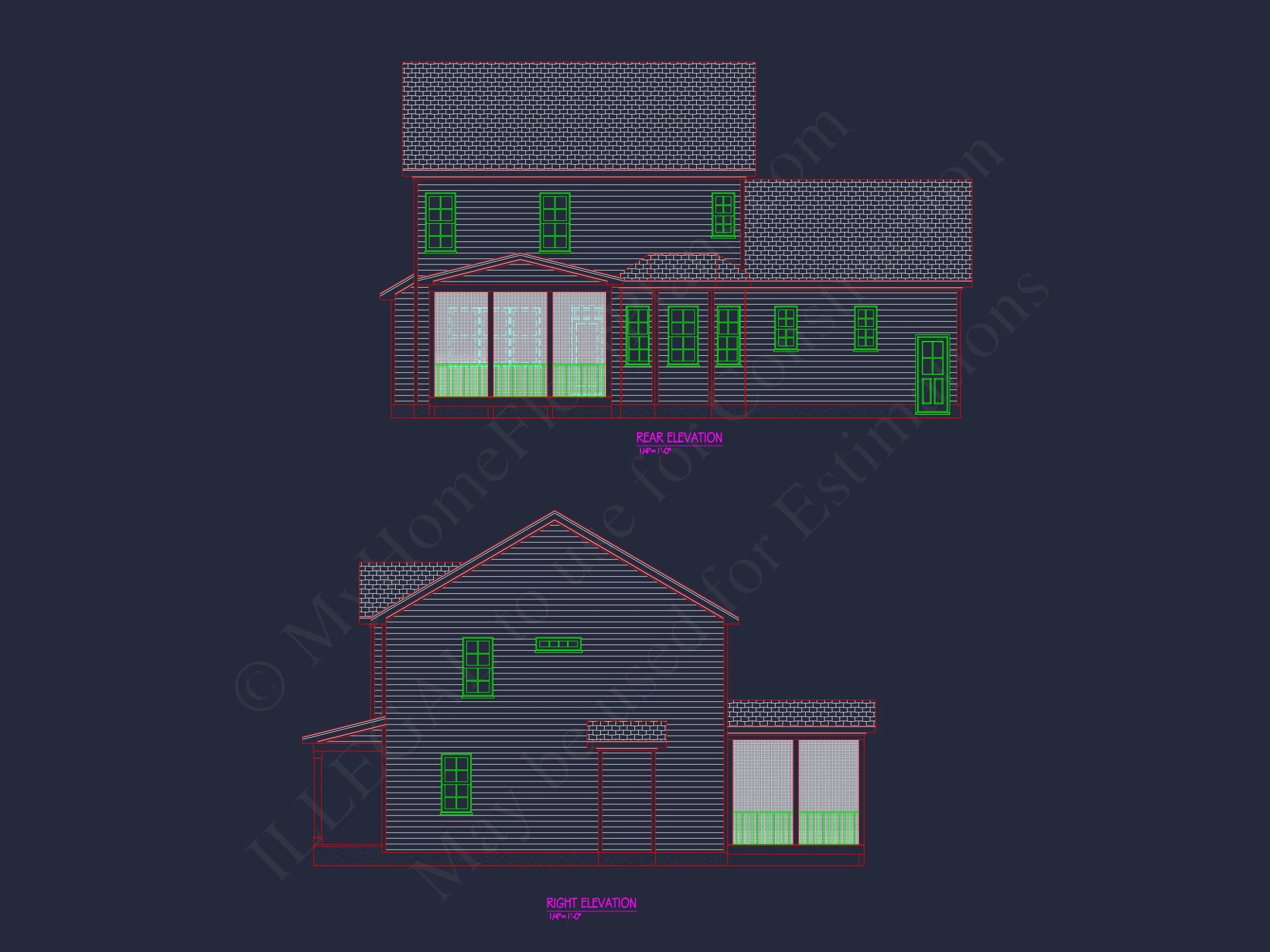 Traditional Colonial Home Plan - 3-Bed, 2-Bath, 1,853 SF 3 Beautiful 2-Story house Plan with CAD Architecture Designs