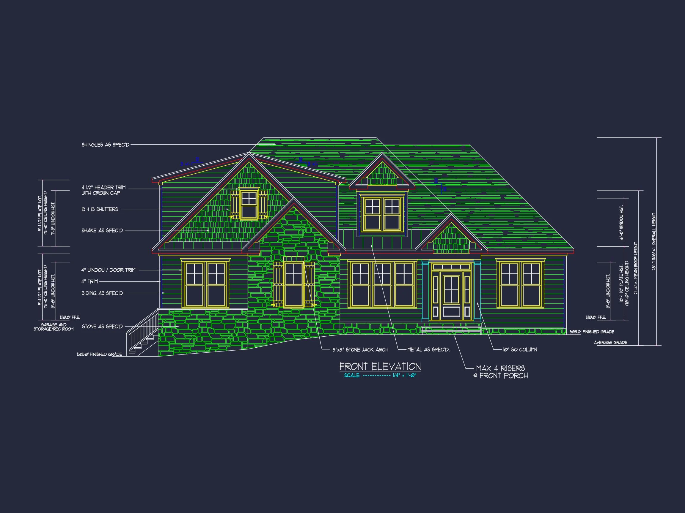 Traditional Craftsman Home Plan - 4-Bed, 3-Bath, 2,850 SF 3 Spacious Craftsman house Plan with Modern Designs & CAD Blueprint
