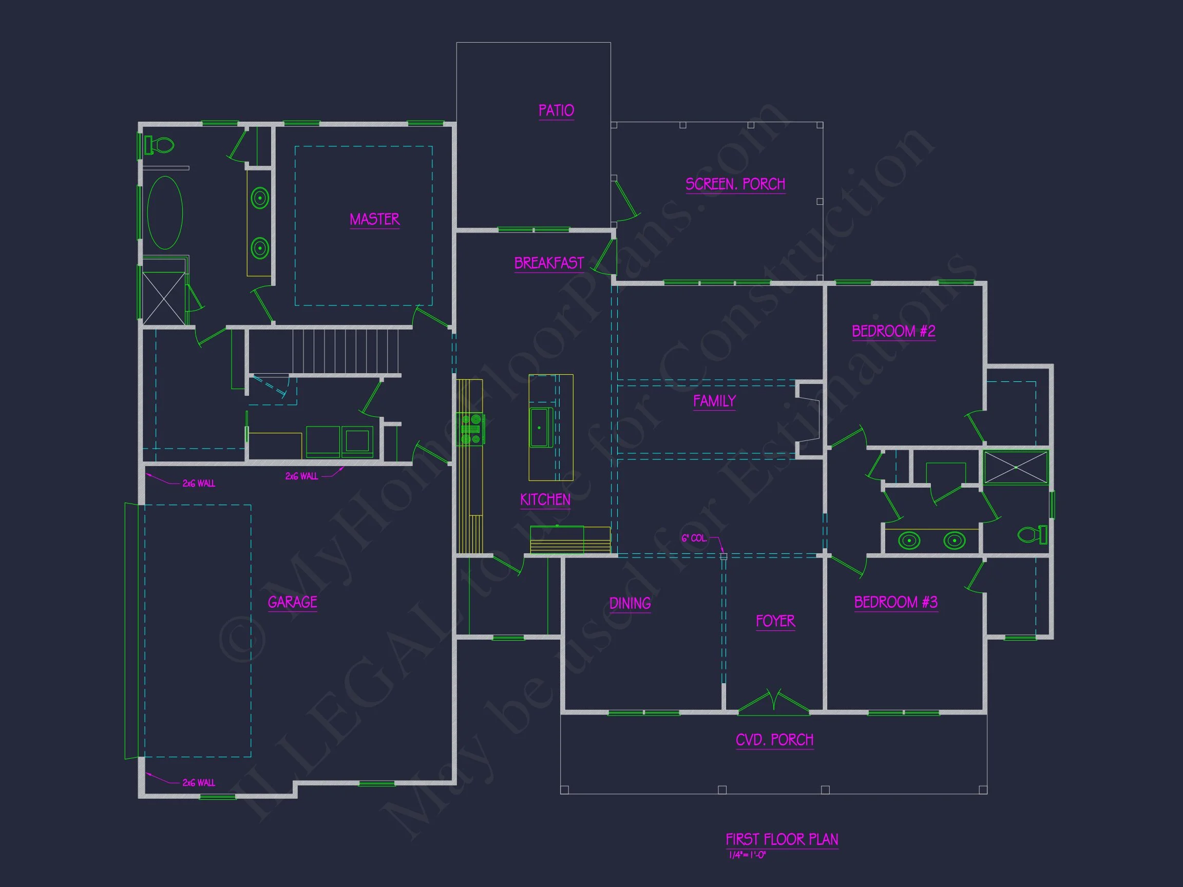 Modern Farmhouse Plan - 3-Bed, 2.5-Bath, 2,420 SF 4 Modern Craftsman house Floor Plan: Detailed CAD & Blueprint Designs