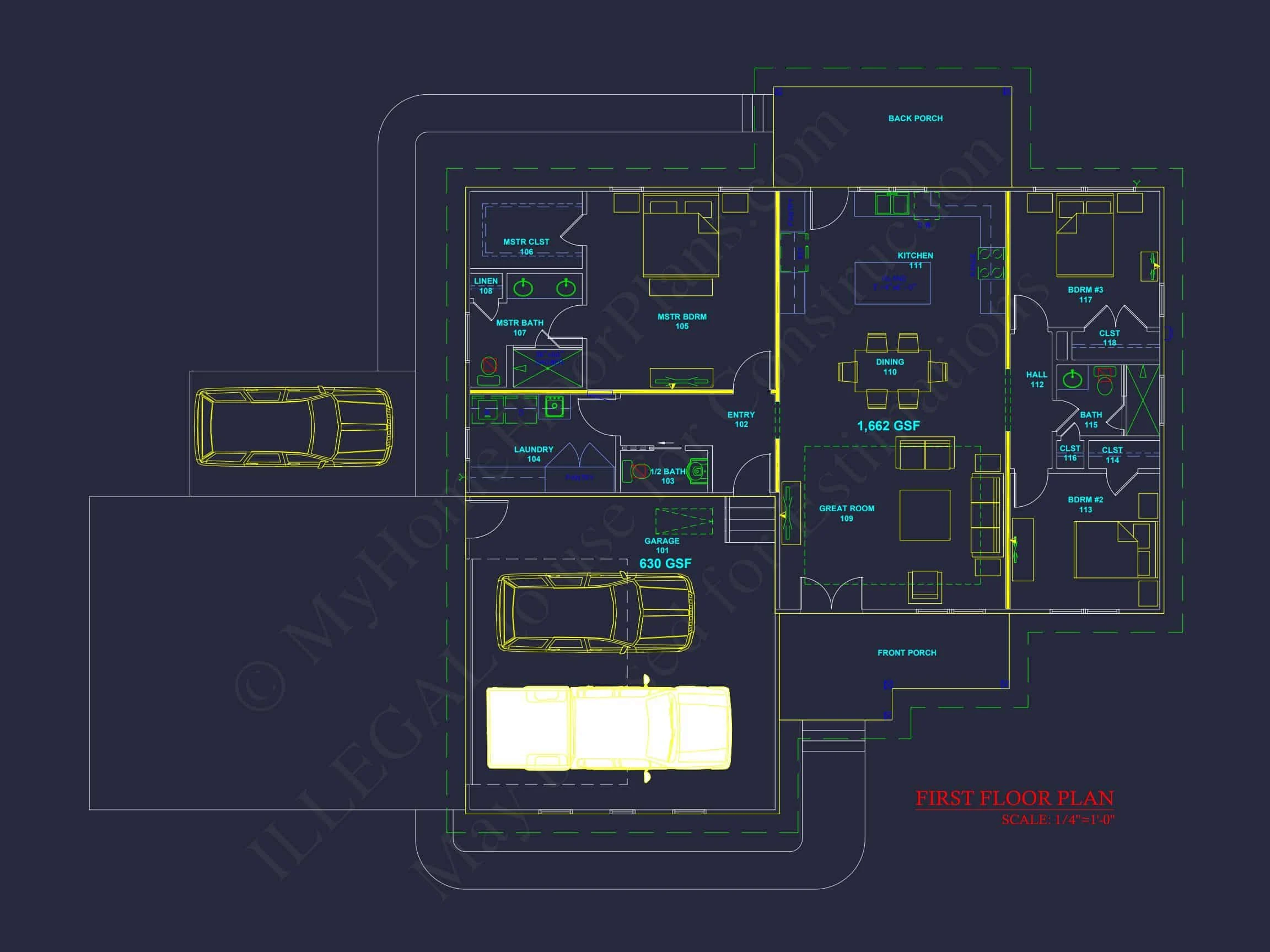 Traditional Ranch Home Plan - 3-Bed, 2-Bath, 1,662 SF 3 Craft the perfect house plan with architectural designs and CAD blueprints.