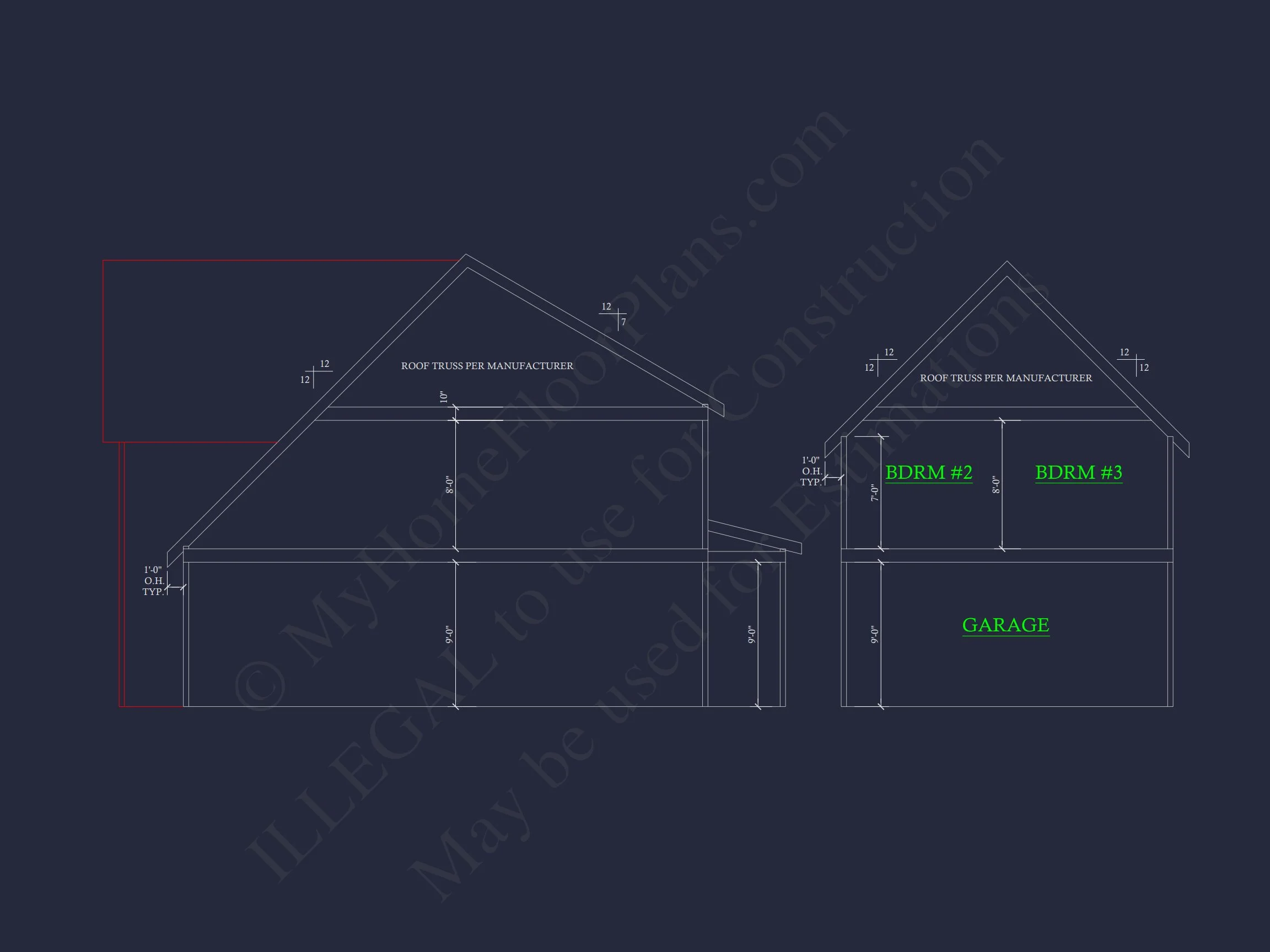 19-2023 HOUSE PLAN - Modern Farmhouse Home Plan - 3-Bed, 2.5-Bath, 1,842 SF 6 Modern Suburban house Plan with CAD Blueprints and 2-Story Design