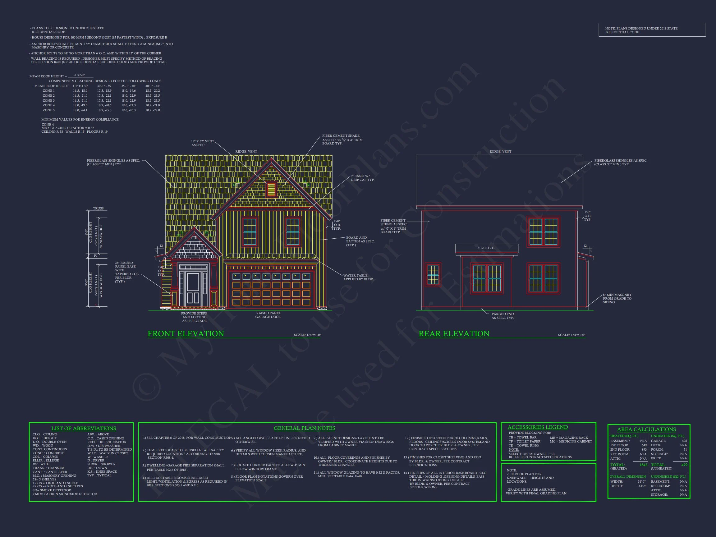 19-2023 HOUSE PLAN - Modern Farmhouse Home Plan - 3-Bed, 2.5-Bath, 1,842 SF 2 Modern Suburban house Plan with CAD Blueprints and 2-Story Design