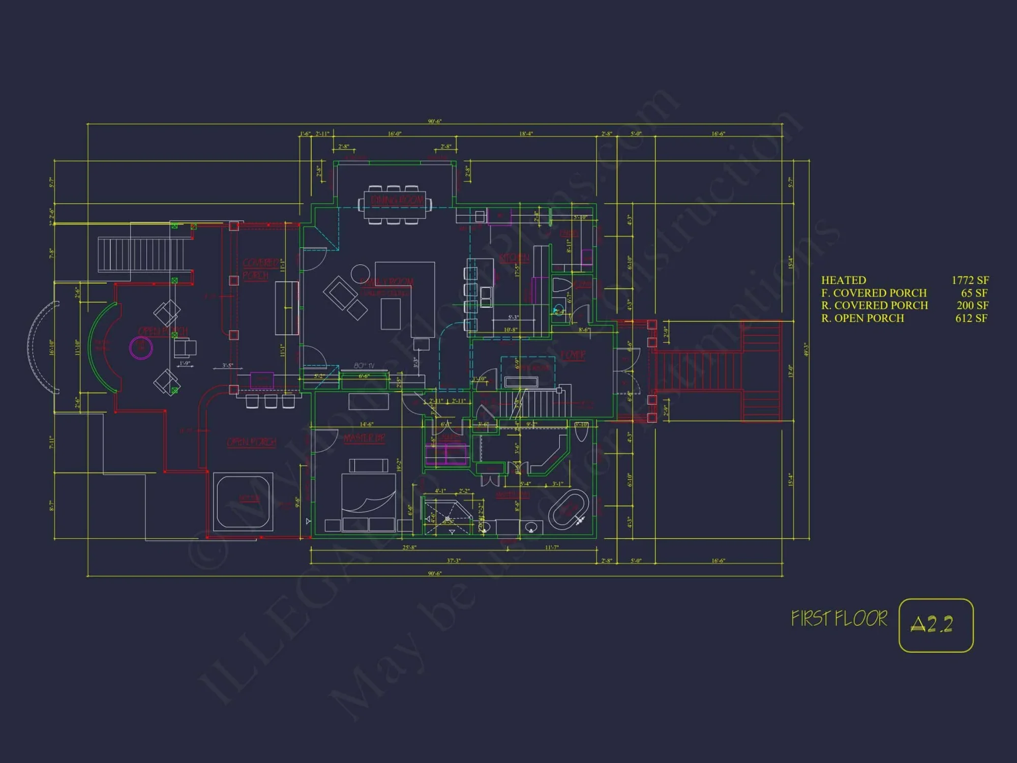 Modern Coastal house Plan with 2 Floors, 3 Bedrooms, & CAD Designs