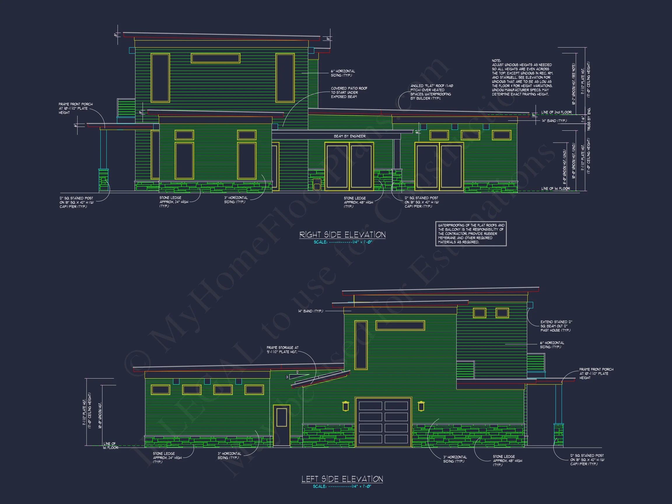 19-1944 HOUSE PLAN - Modern Home Plan - 4-Bed, 3-Bath, 3,032 SF 3 Modern house Floor Plan with 3-Car Garage and CAD Designs