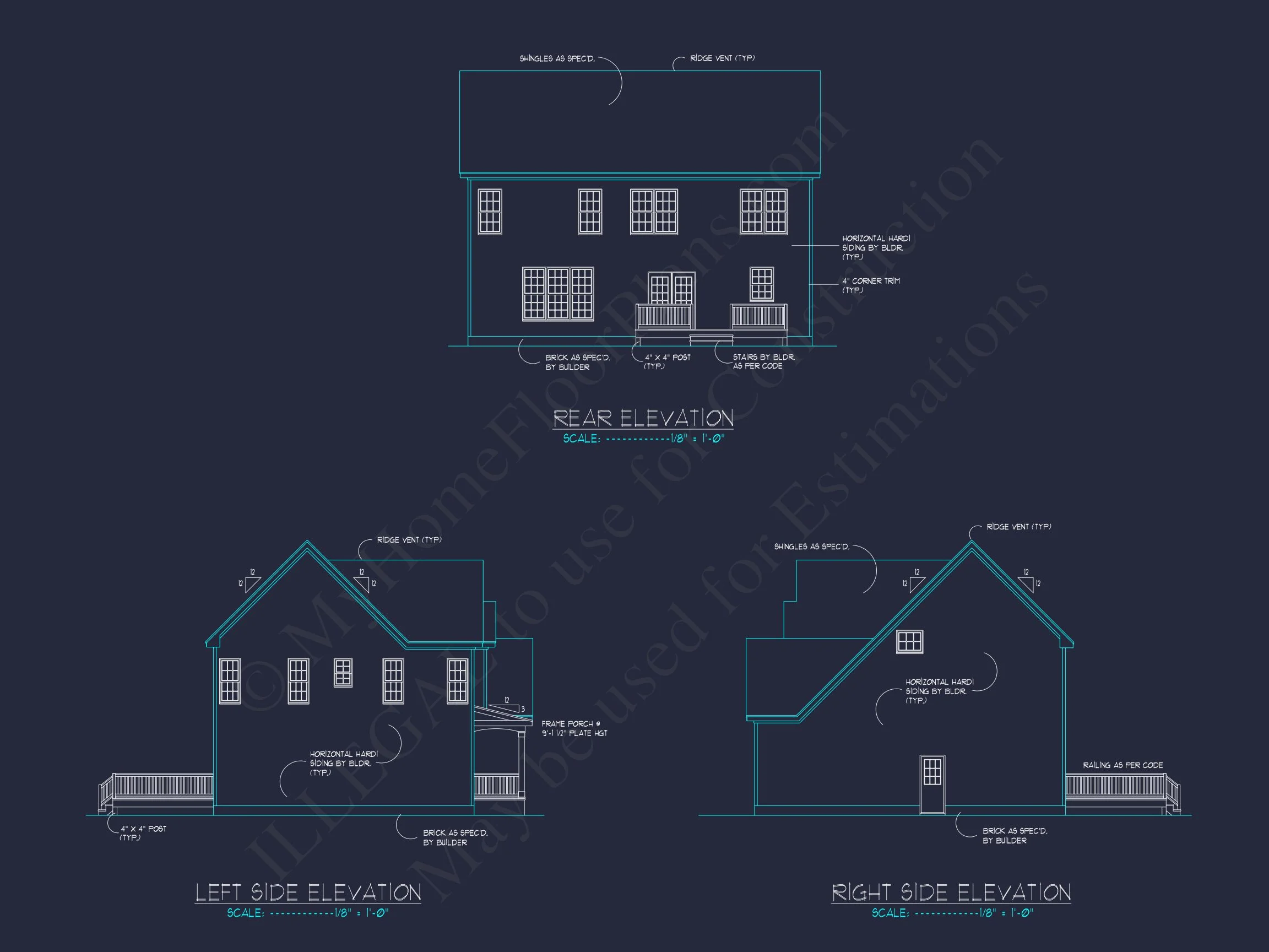 18-1370 HOUSE PLAN - Traditional Colonial Home Plan - 4-Bed, 3-Bath, 2,750 SF 3 2-Story house Design Blueprint with 3-Bedroom Floor Plans