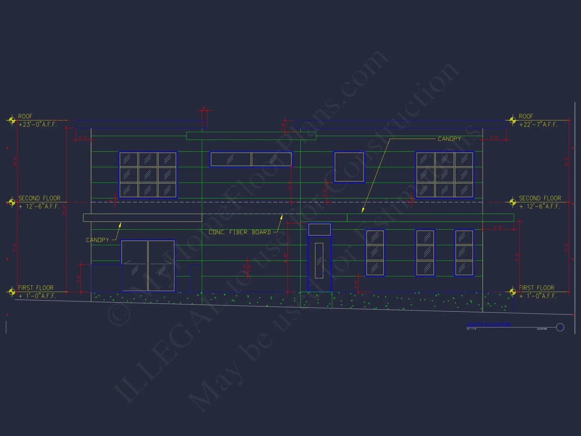 Modern 2-Story house Plan with CAD Blueprint Designs