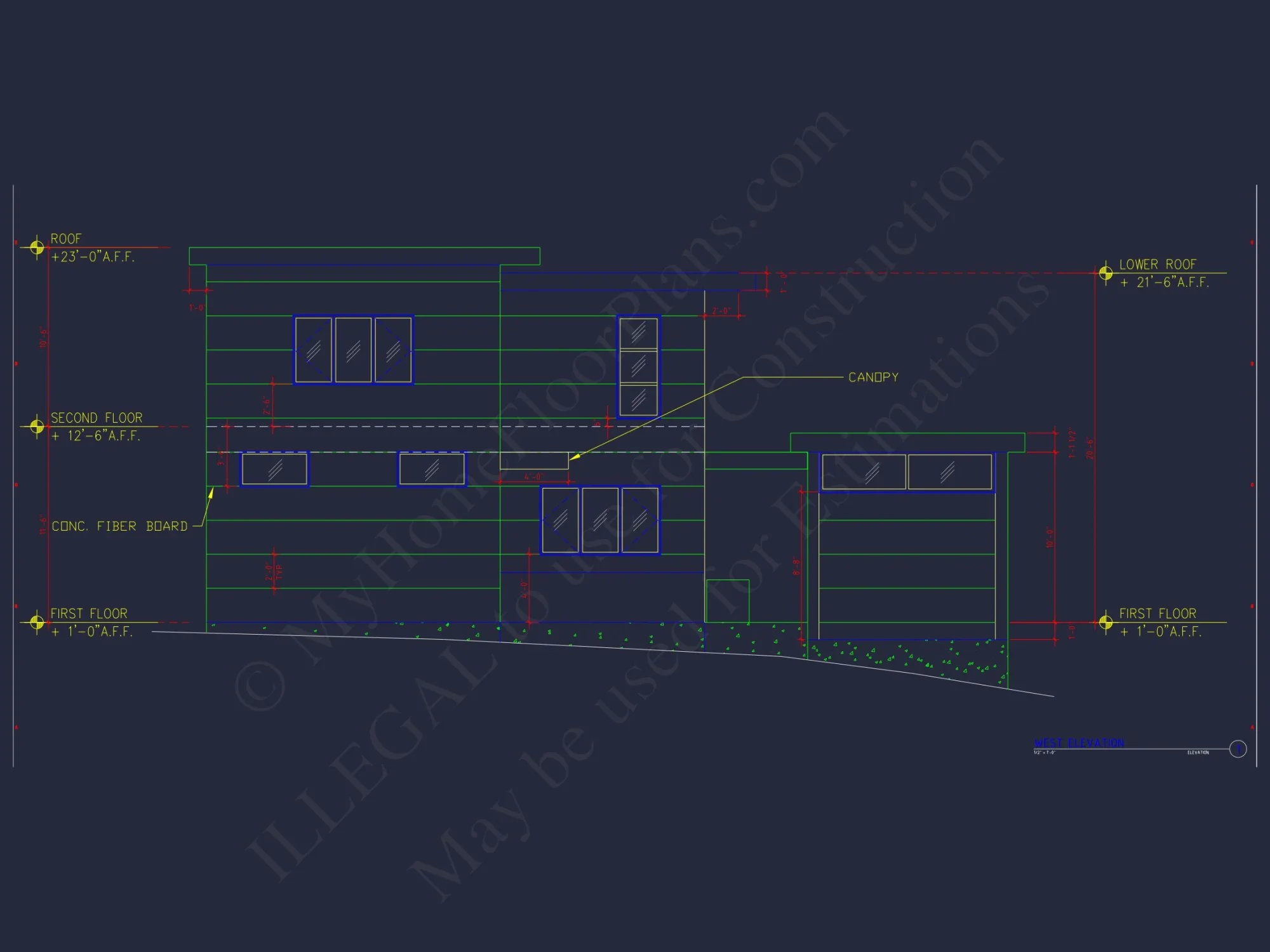 Modern 2-Story house Plan with CAD Blueprint Designs