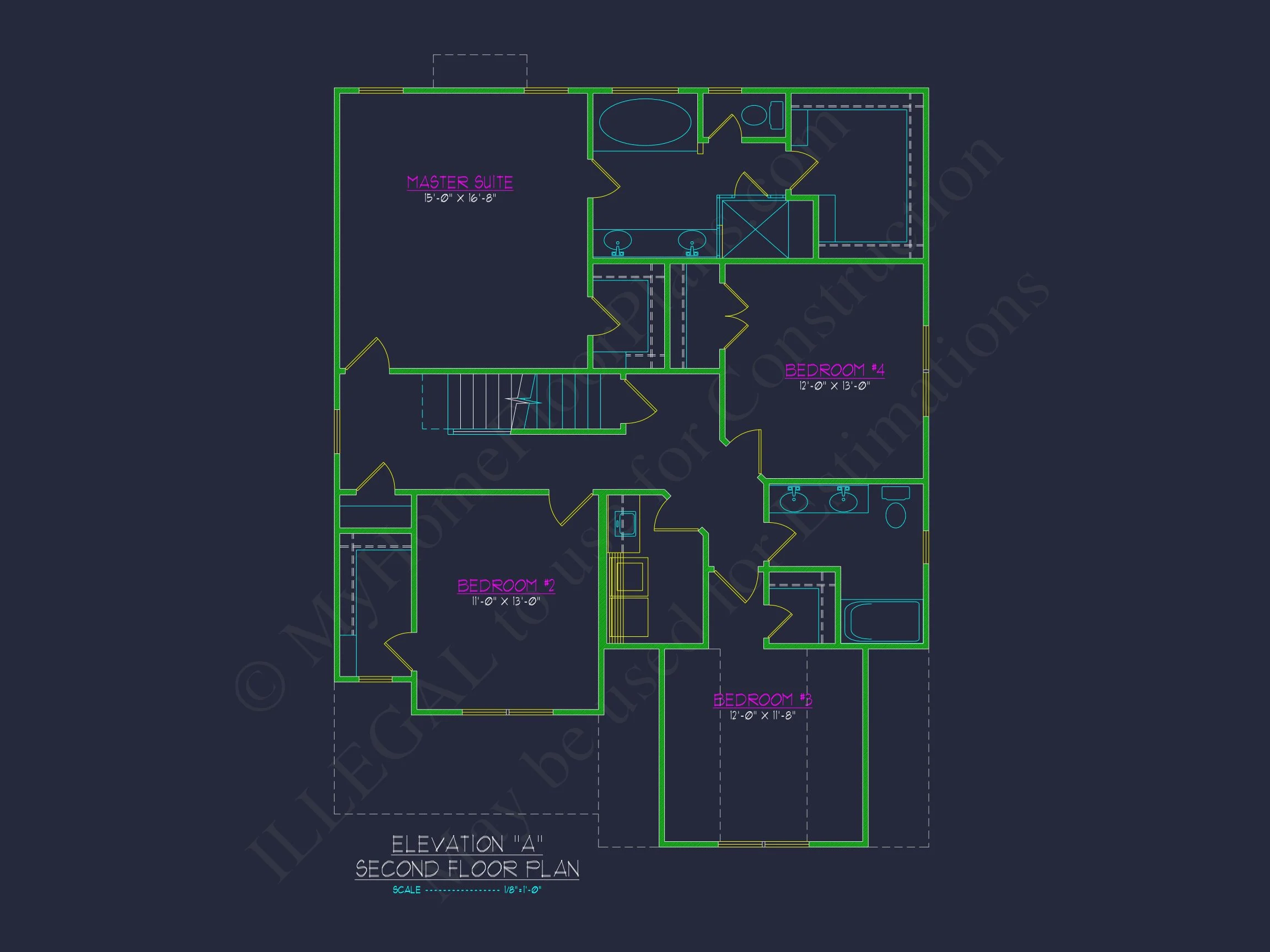 17-1334 HOUSE PLAN - Modern Farmhouse Home Plan - 4-Bed, 3-Bath, 2,650 SF 8 Beautiful house Floor Plan: CAD & Blueprint Designs of Architectural Ownery