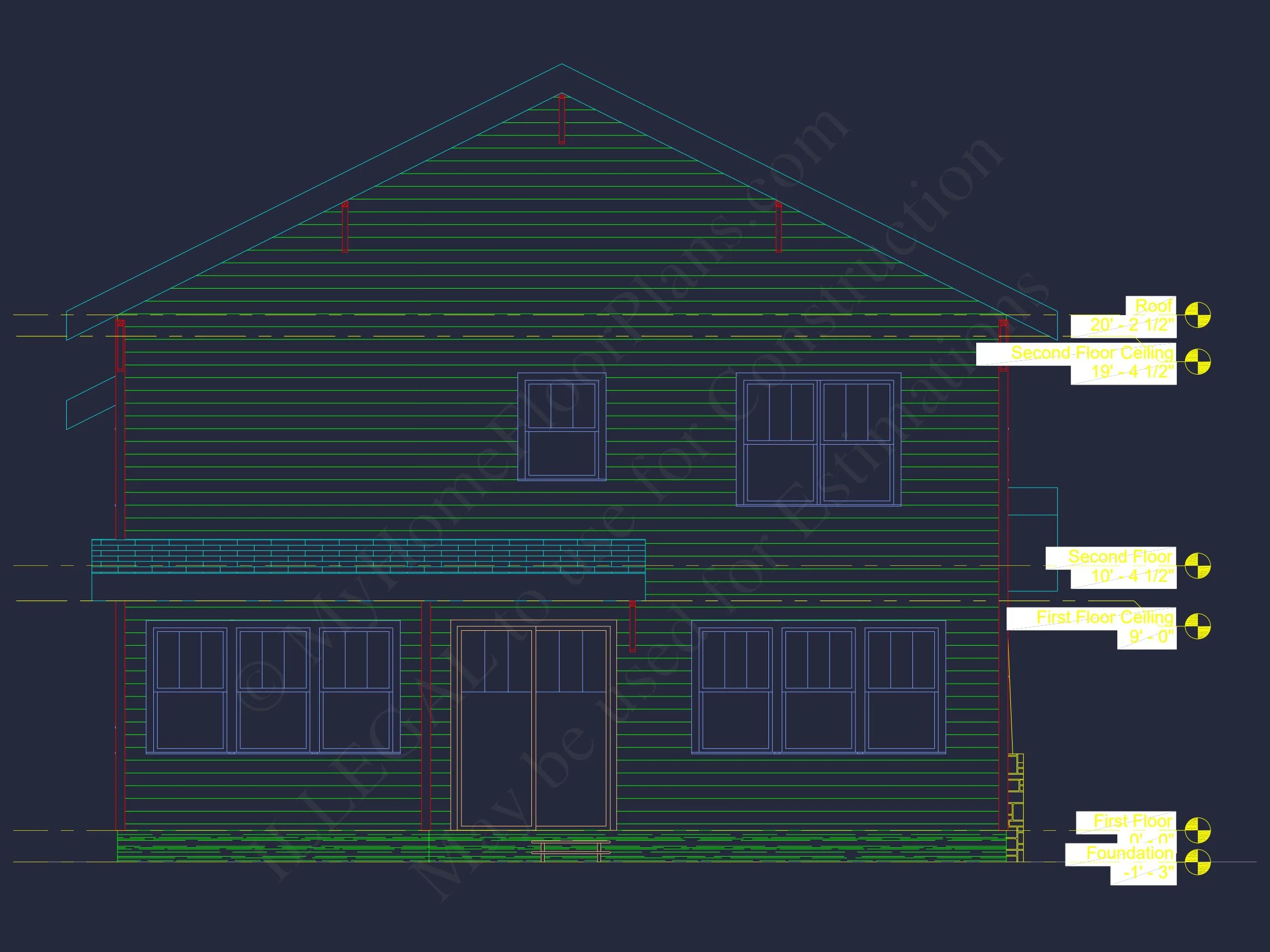 17-1173 HOUSE PLAN - Craftsman Home Plan - 3-Bed, 2.5-Bath, 2,000 SF 42 Modern Suburban house Plan with 2-Story CAD Blueprint Designs