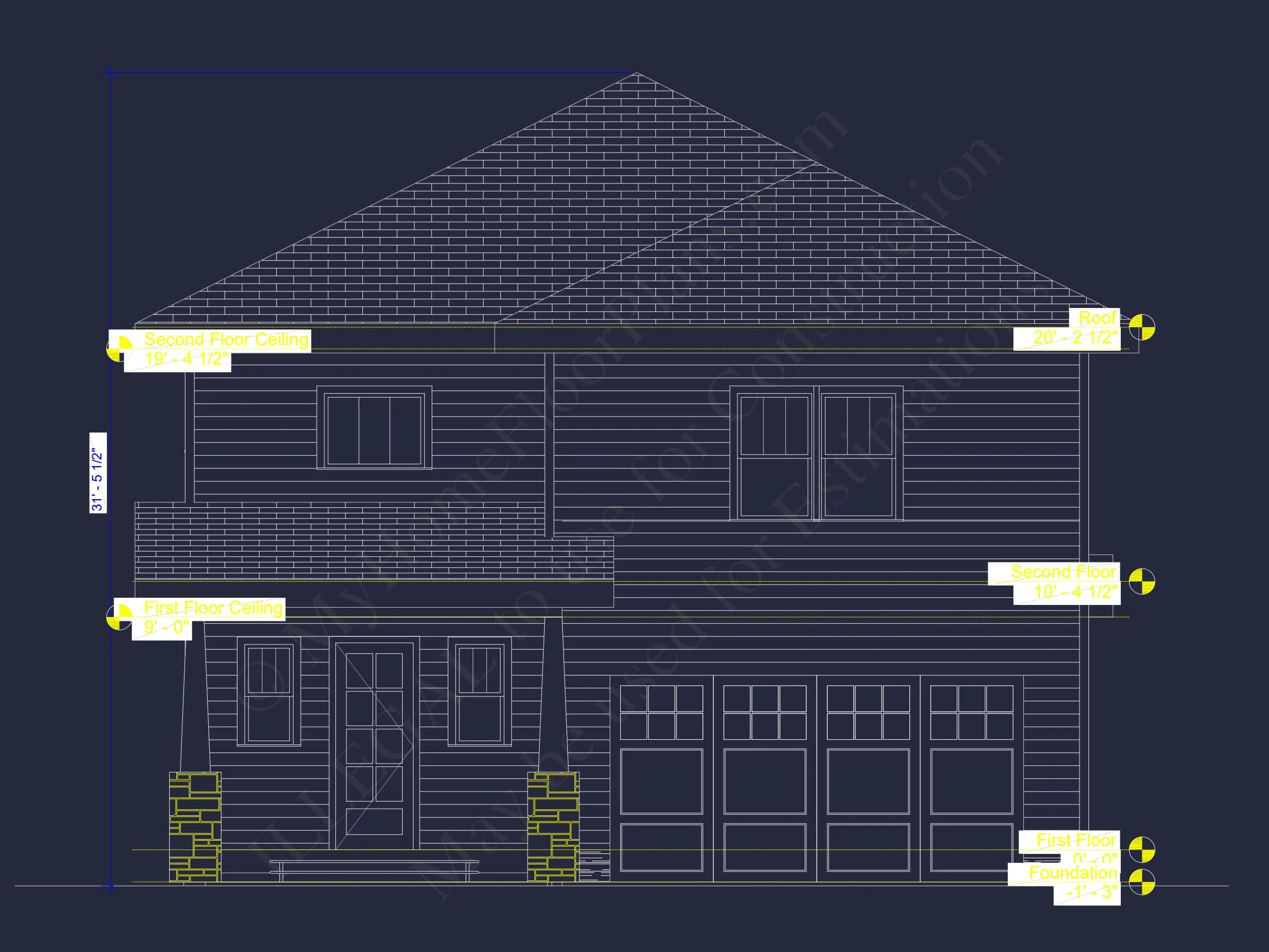 17-1173 HOUSE PLAN - Craftsman Home Plan - 3-Bed, 2.5-Bath, 2,000 SF 4 Modern Suburban house Plan with 2-Story CAD Blueprint Designs