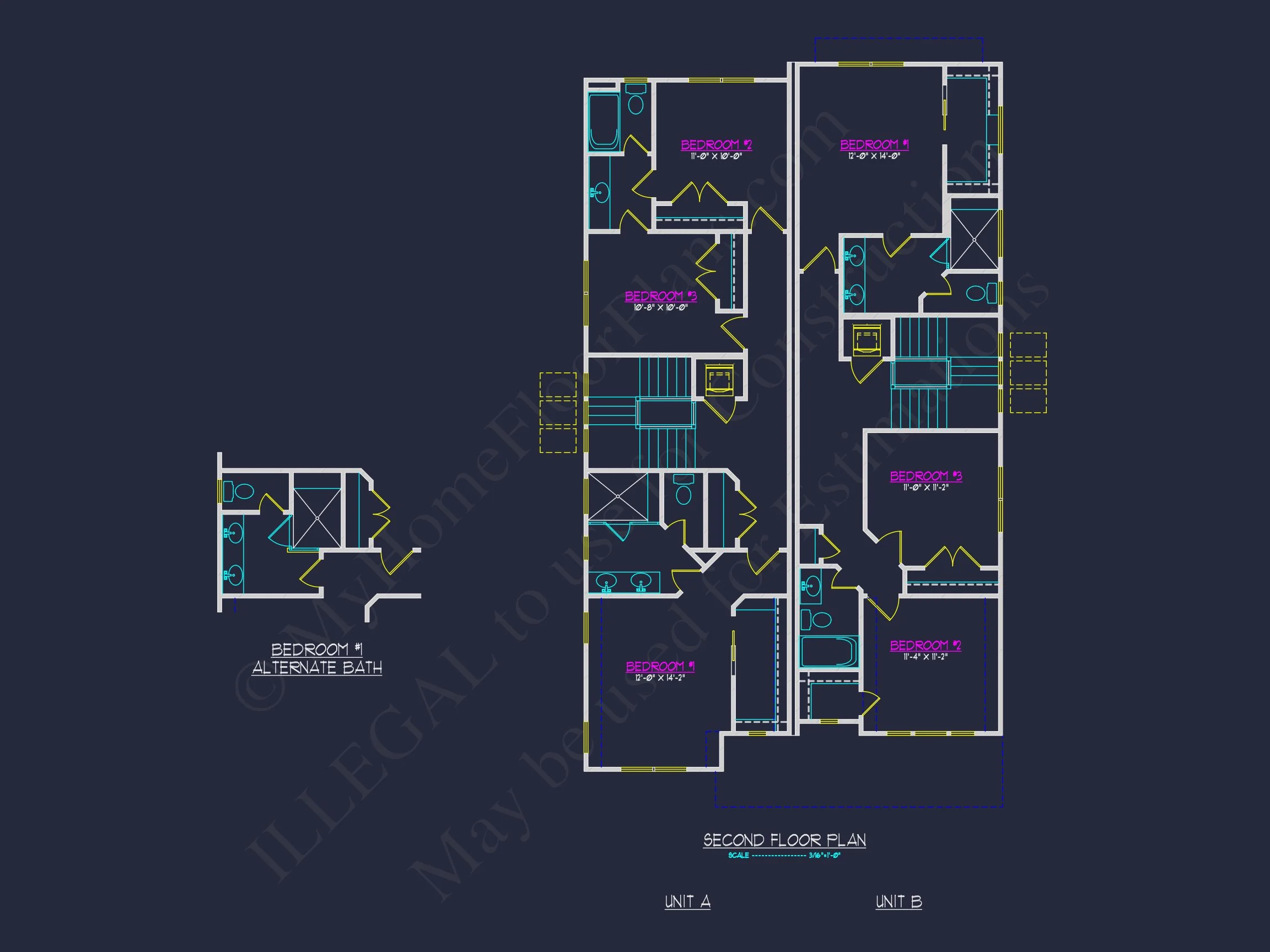 16-1286 DUPLEX PLAN - Modern Farmhouse Home Plan - 4-Bed, 3-Bath, 2,450 SF 9 Stunning Duplex house Plan: Detailed Floor Plan and CAD Designs