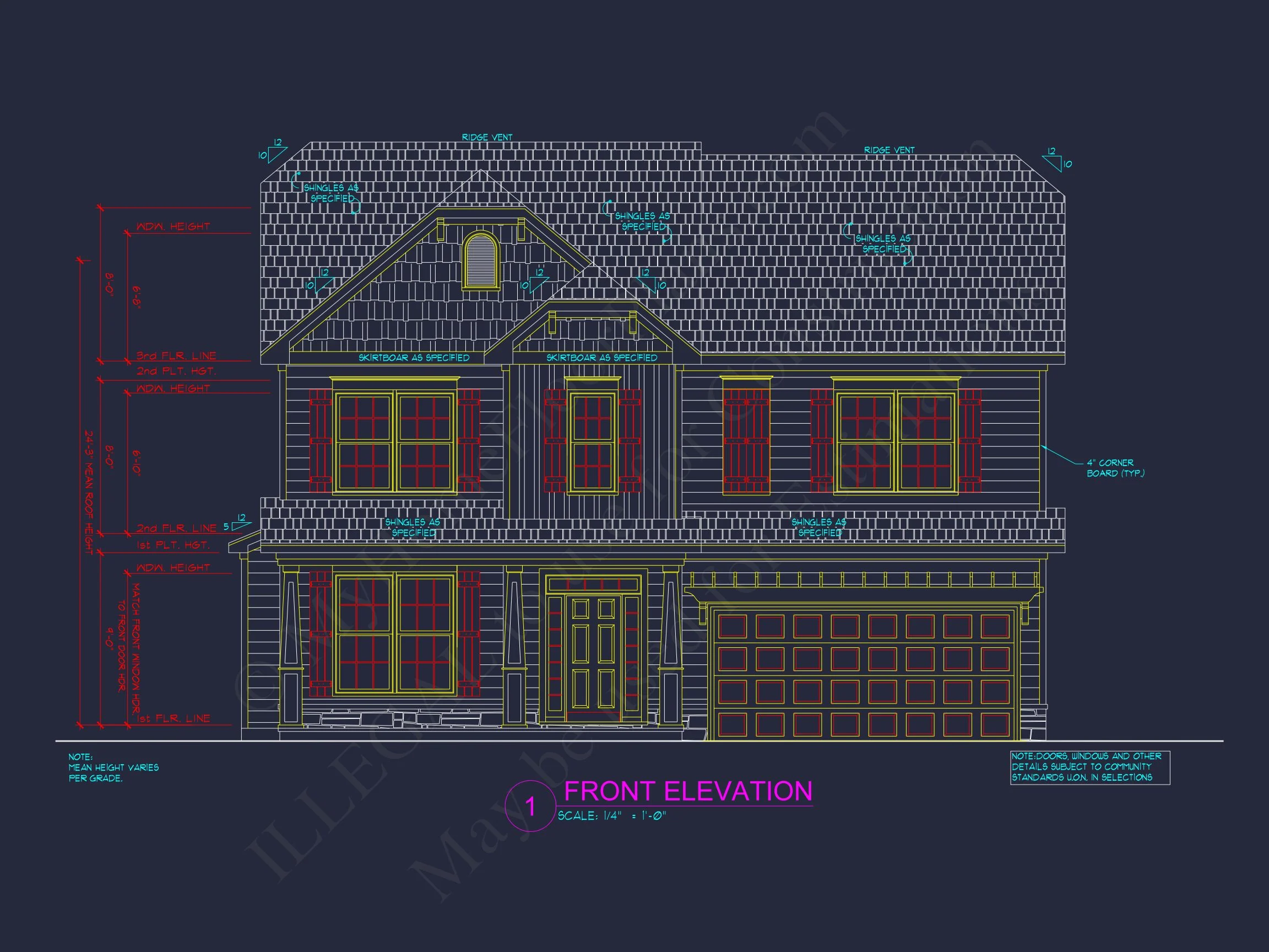 15-1525 HOUSE PLAN - Traditional Colonial Home Plan - 4-Bed, 3-Bath, 2,650 SF 3 CAD Designs