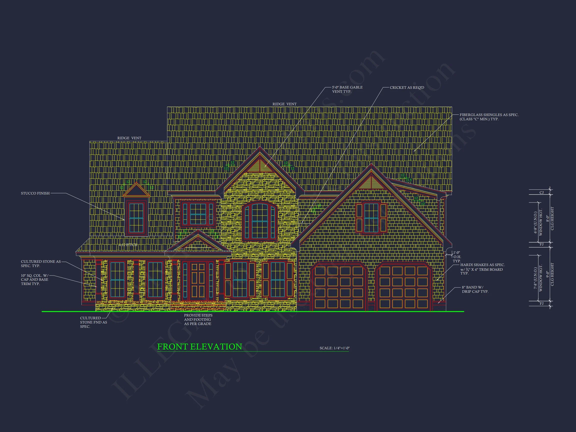 14-2106 HOUSE PLAN - Traditional Colonial Home Plan - 4-Bed, 3-Bath, 3,200 SF 2 house Floor Plan Blueprint with CAD Designs for 2-story House