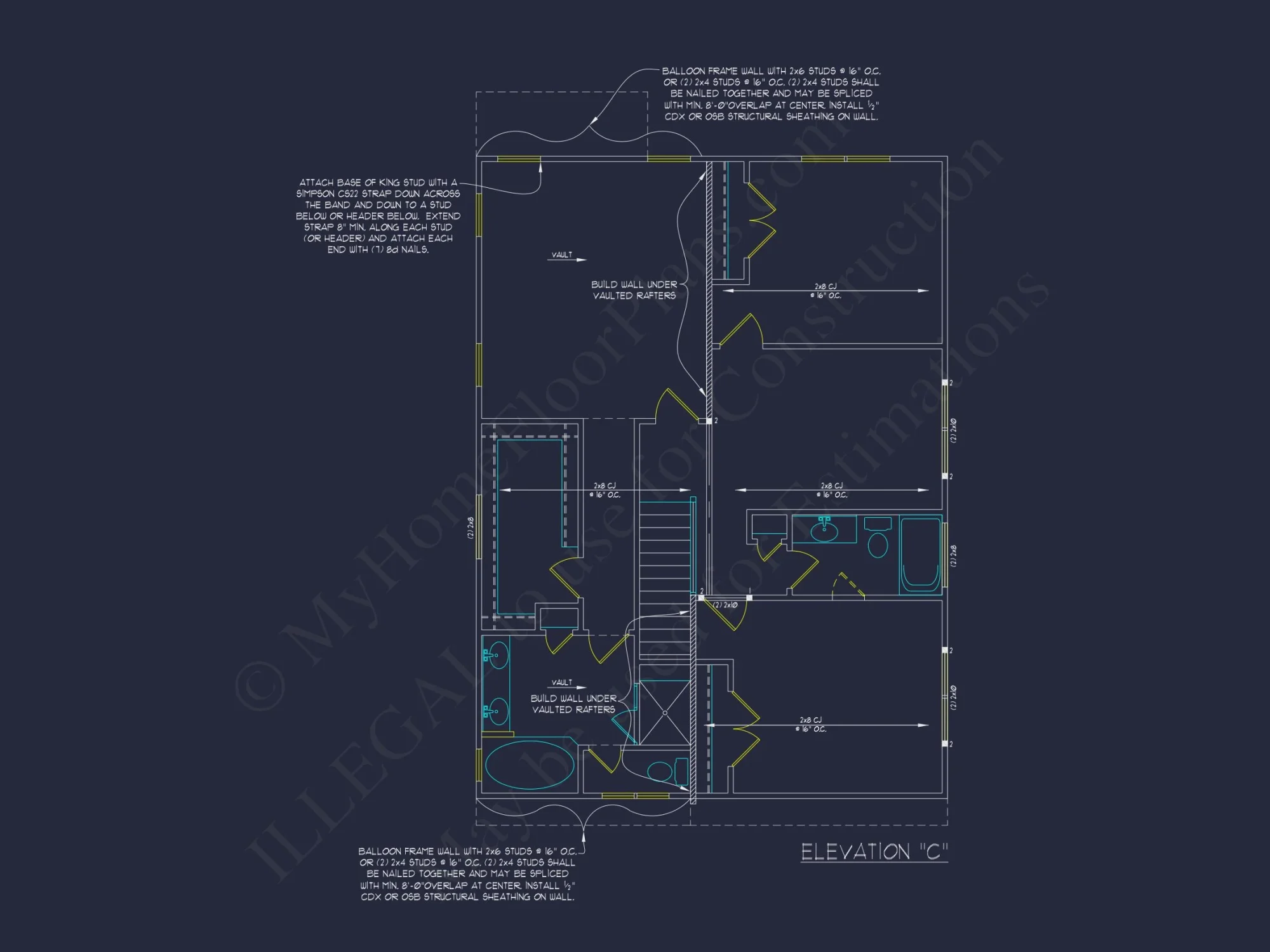 Beautiful 2-Story house Plan with Open Floor and CAD Blueprint