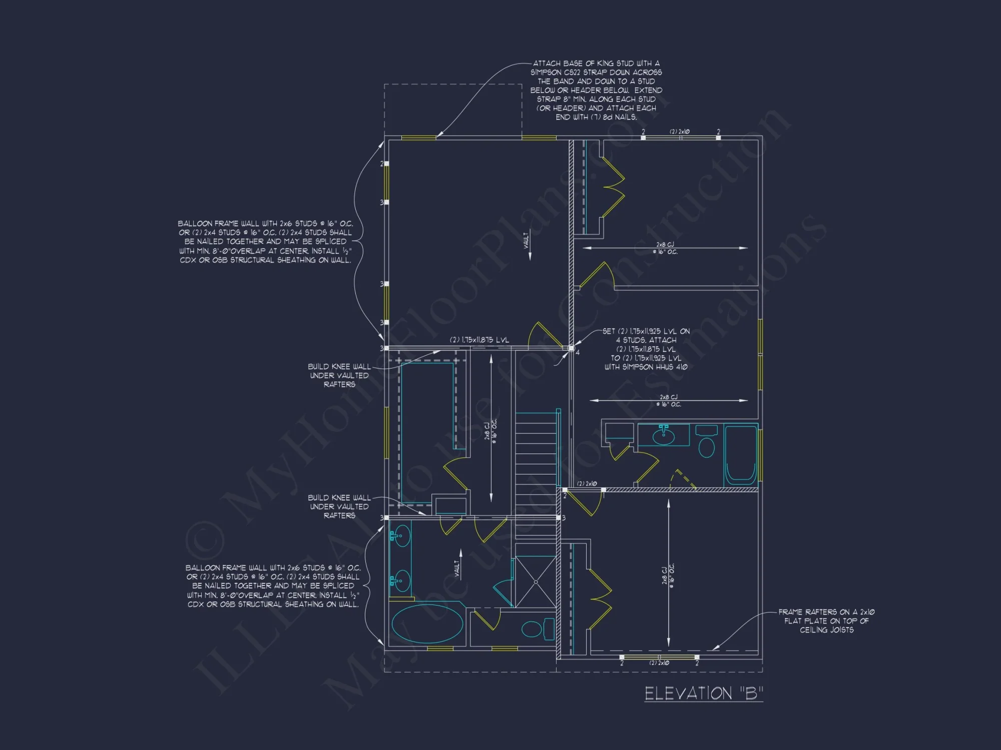 Beautiful 2-Story house Plan with Open Floor and CAD Blueprint