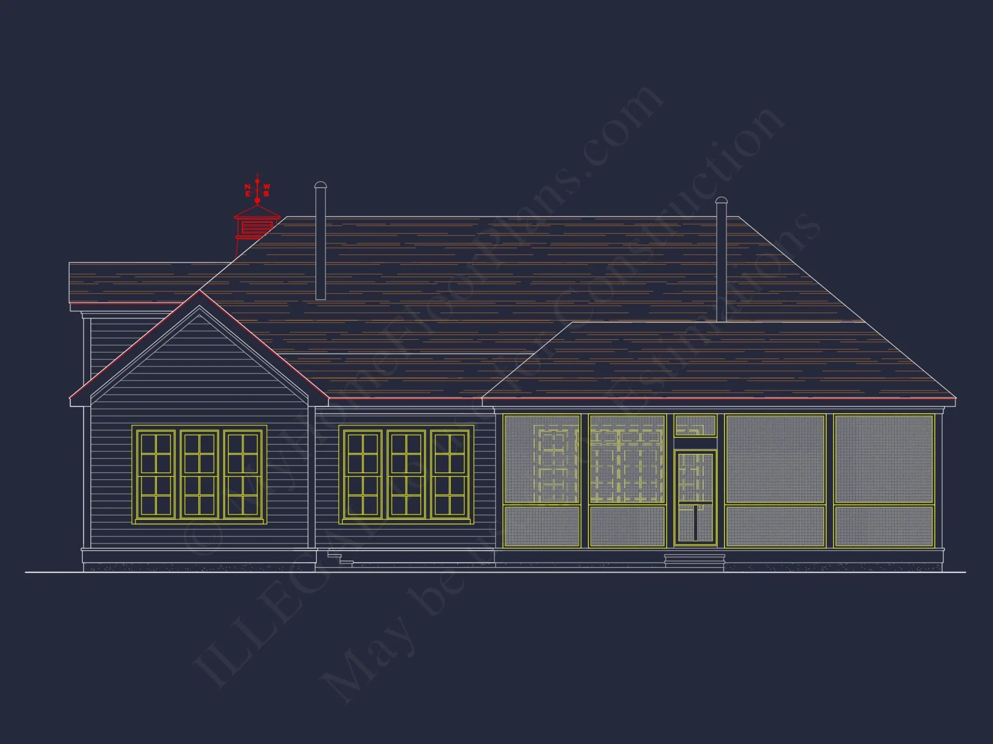 Traditional house Plan with 1 Story, CAD Designs & Floor Blueprint
