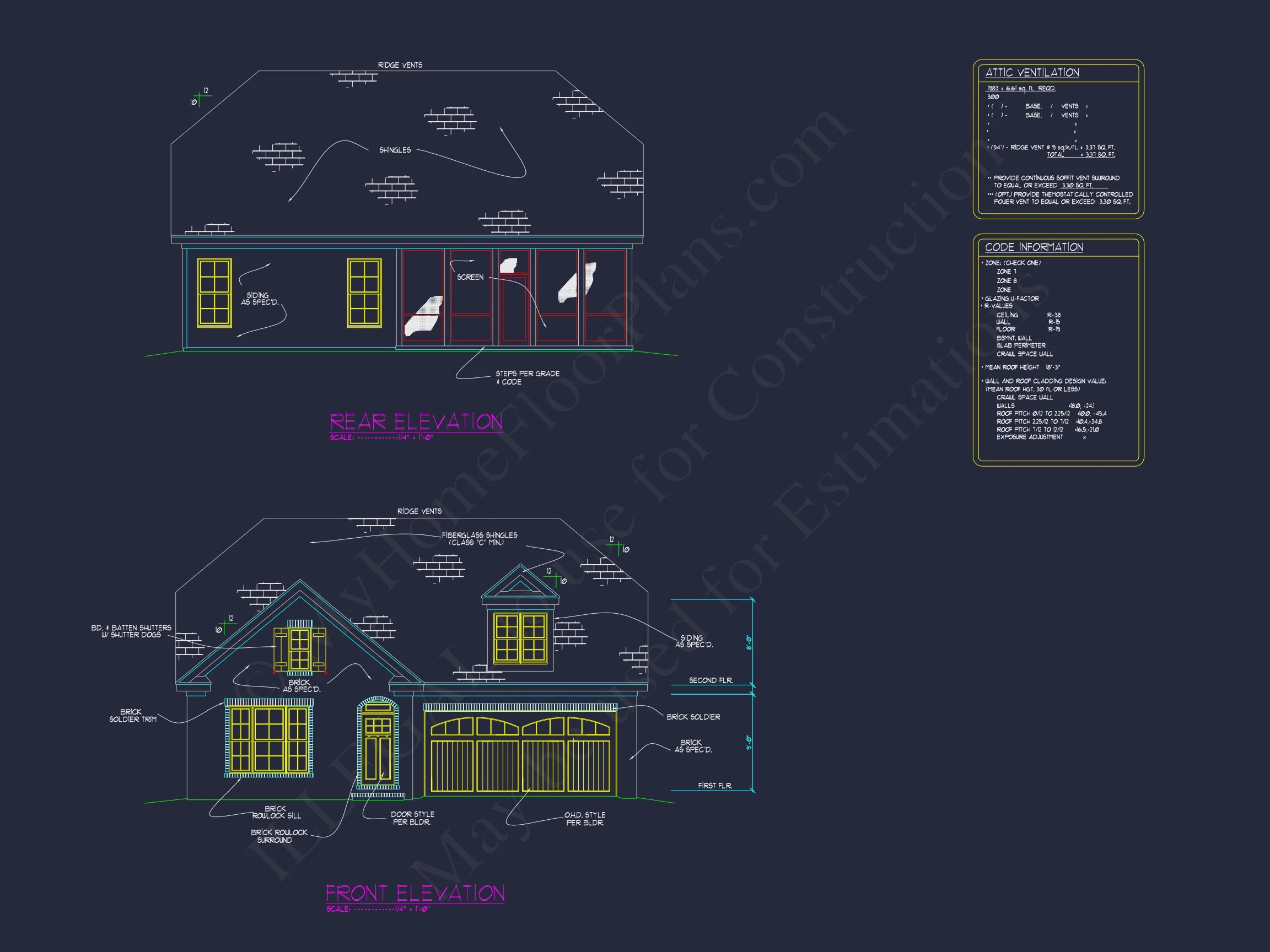 13-1401 MAPLE HOUSE PLAN - Traditional Home Plan - 3-Bed, 2-Bath, 2,315 SF 2 Floor Plan, CAD Blueprint for Builders
